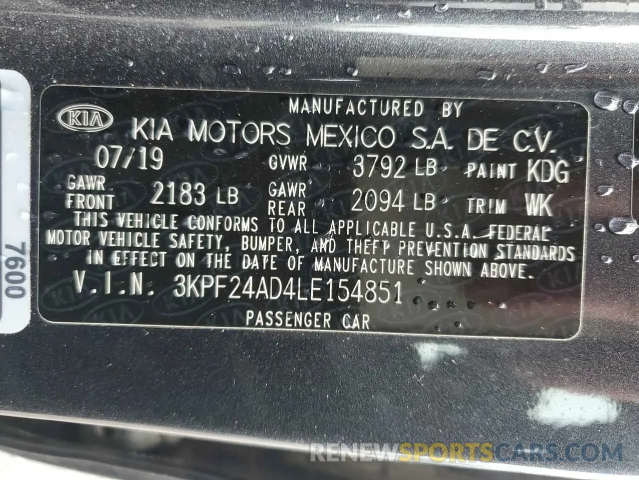 12 Photograph of a damaged car 3KPF24AD4LE154851 KIA FORTE 2020