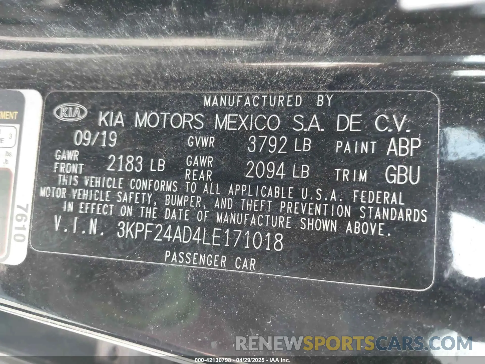 9 Фотография поврежденного автомобиля 3KPF24AD4LE171018 KIA FORTE 2020