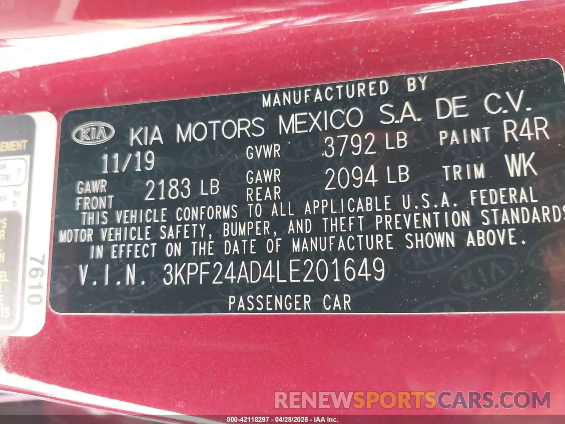 9 Фотография поврежденного автомобиля 3KPF24AD4LE201649 KIA FORTE 2020