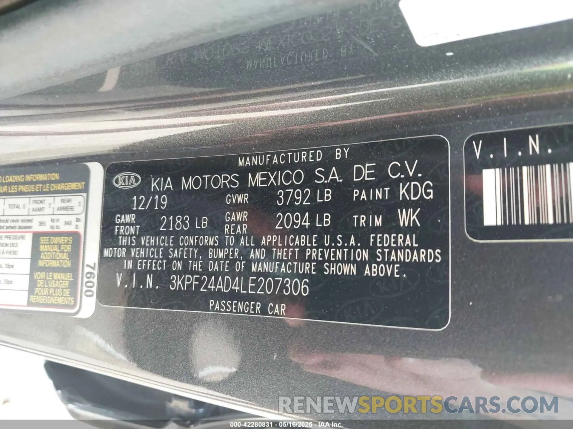 9 Фотография поврежденного автомобиля 3KPF24AD4LE207306 KIA FORTE 2020
