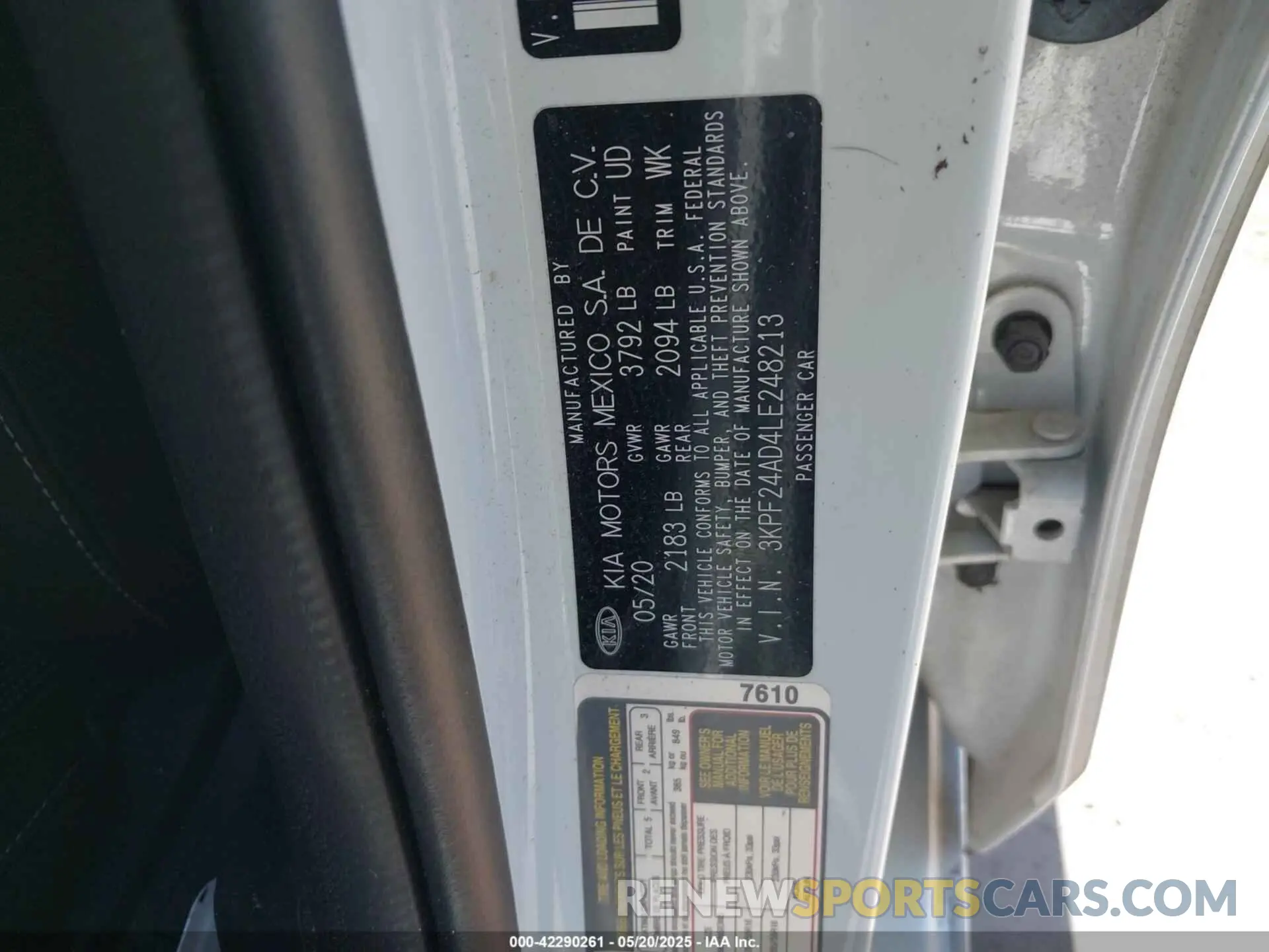 9 Photograph of a damaged car 3KPF24AD4LE248213 KIA FORTE 2020