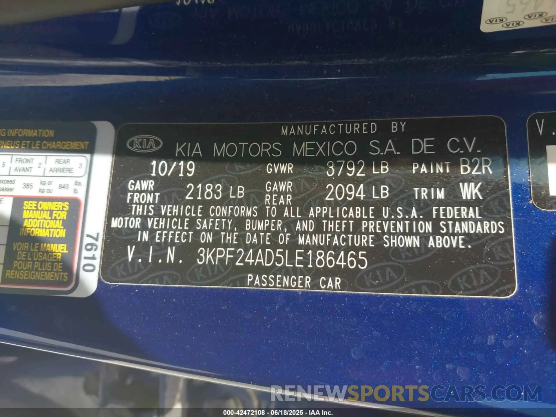 9 Photograph of a damaged car 3KPF24AD5LE186465 KIA FORTE 2020