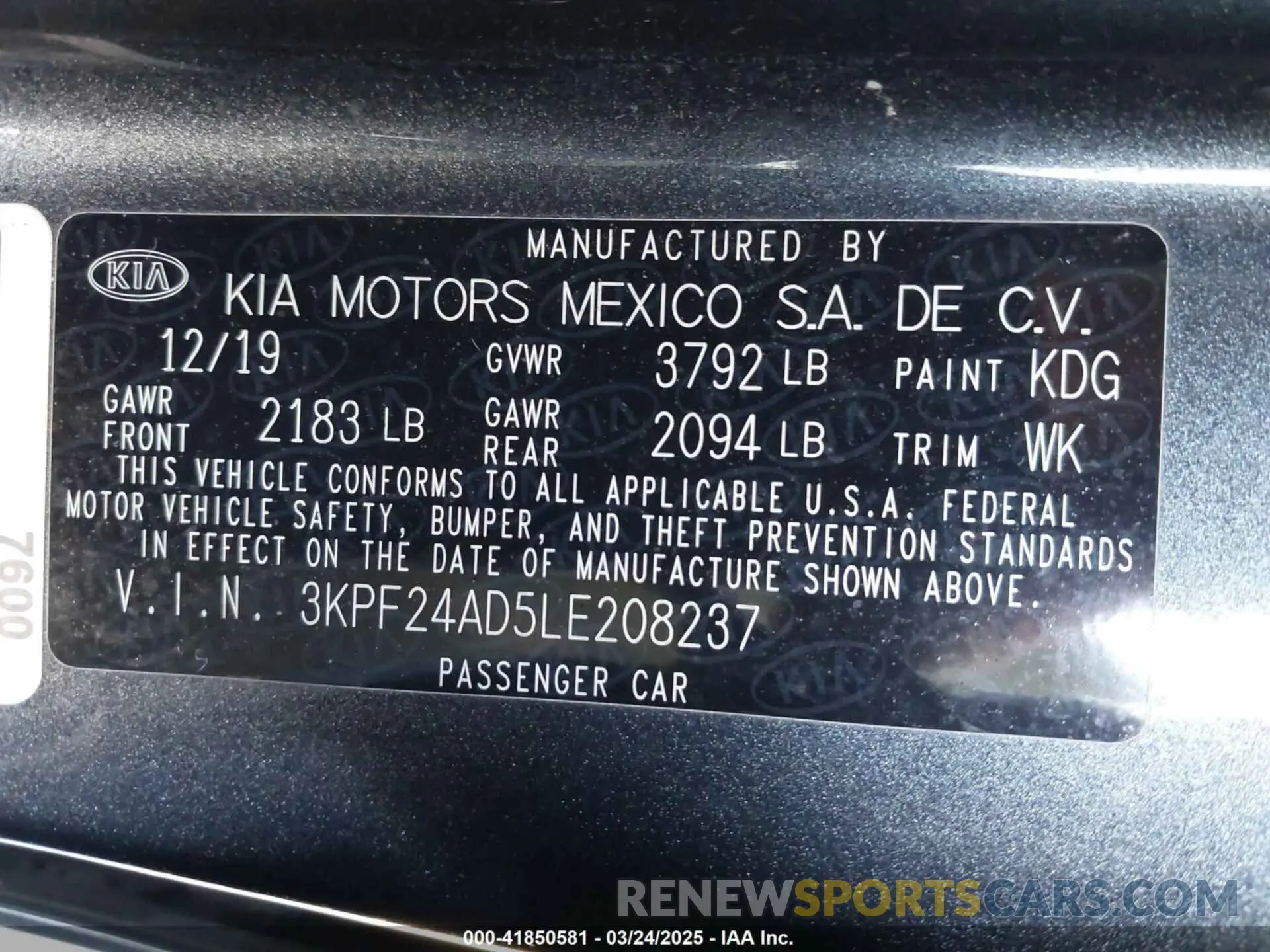 9 Фотография поврежденного автомобиля 3KPF24AD5LE208237 KIA FORTE 2020