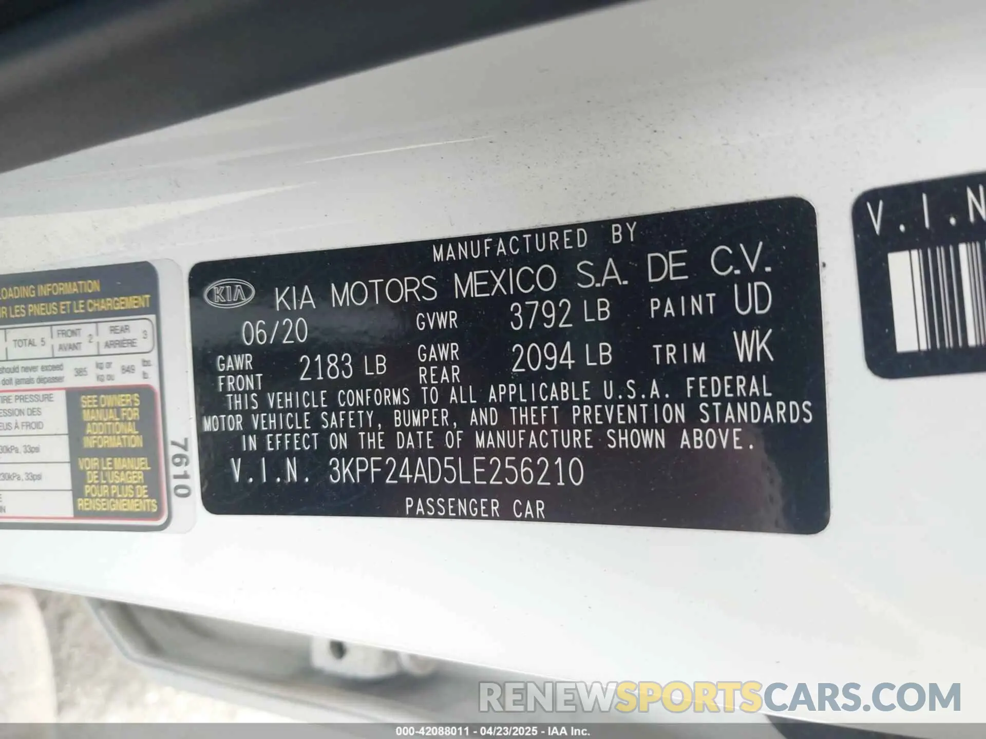 9 Фотография поврежденного автомобиля 3KPF24AD5LE256210 KIA FORTE 2020