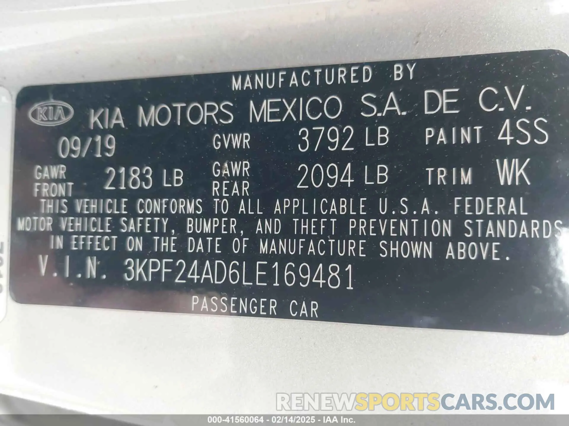 9 Photograph of a damaged car 3KPF24AD6LE169481 KIA FORTE 2020