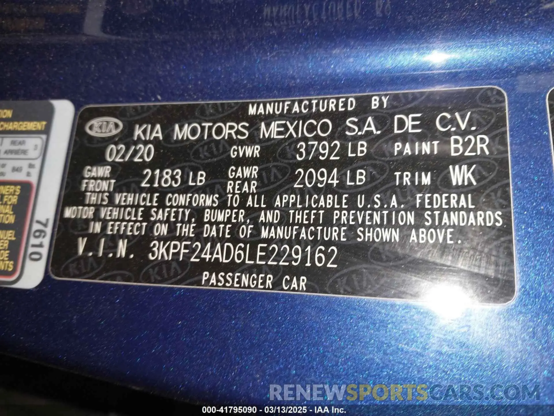9 Photograph of a damaged car 3KPF24AD6LE229162 KIA FORTE 2020