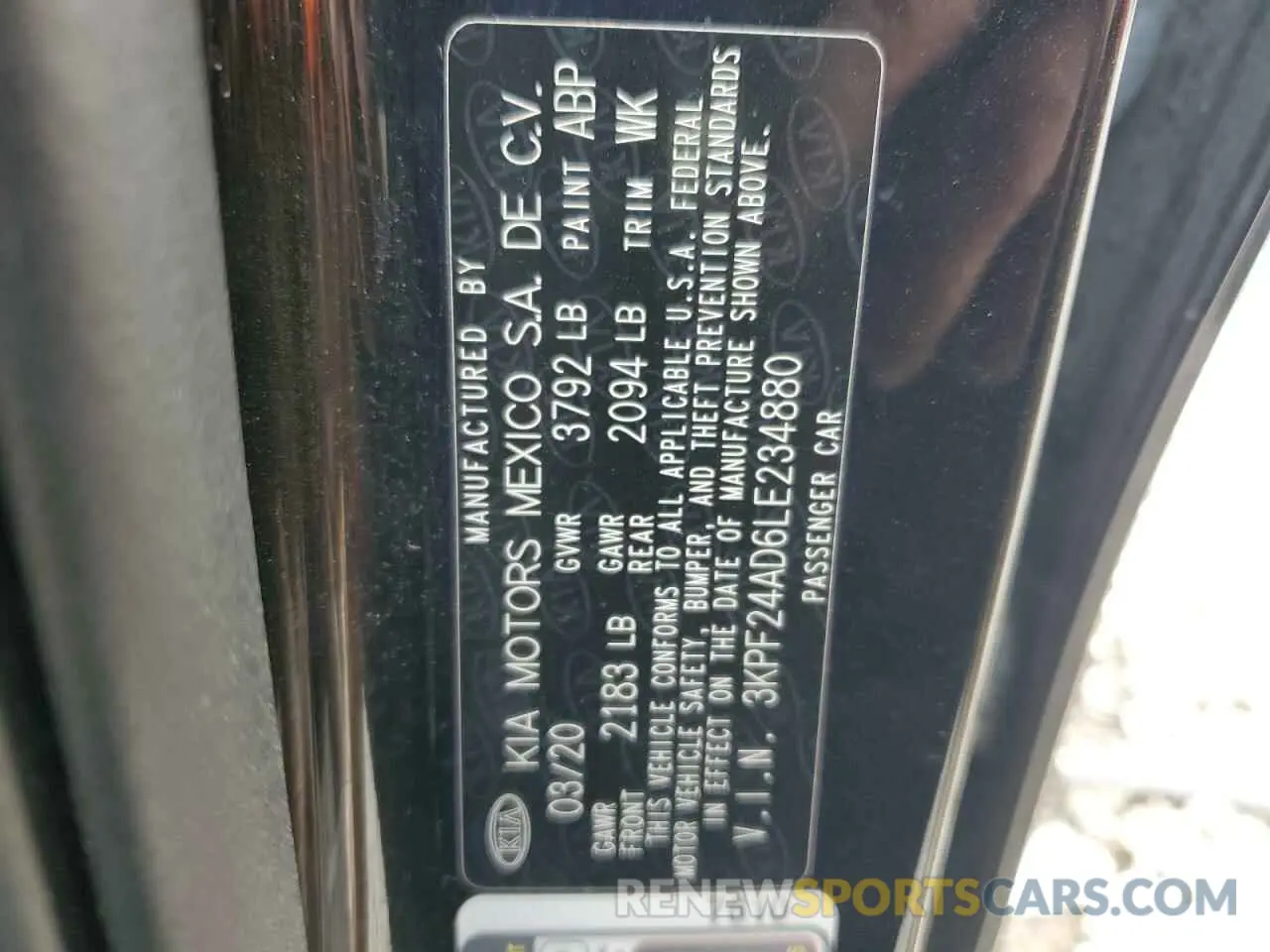 14 Photograph of a damaged car 3KPF24AD6LE234880 KIA FORTE 2020
