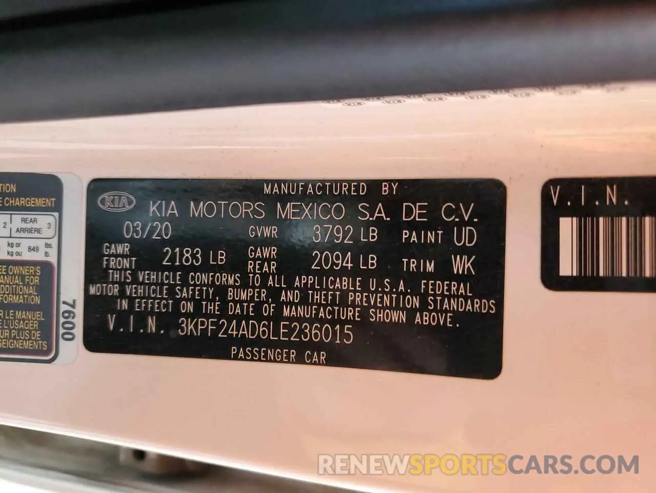 12 Фотография поврежденного автомобиля 3KPF24AD6LE236015 KIA FORTE 2020