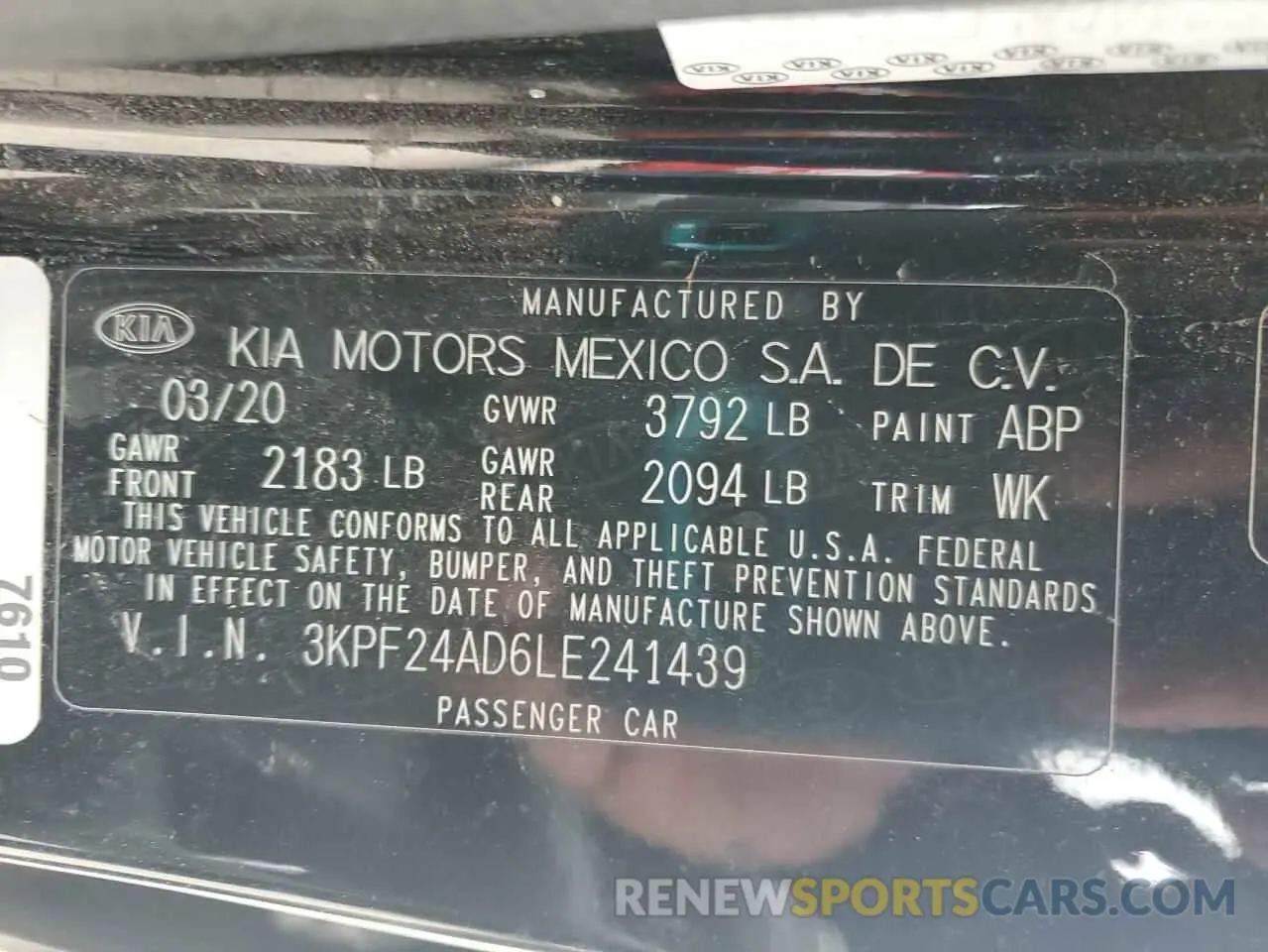 12 Фотография поврежденного автомобиля 3KPF24AD6LE241439 KIA FORTE 2020