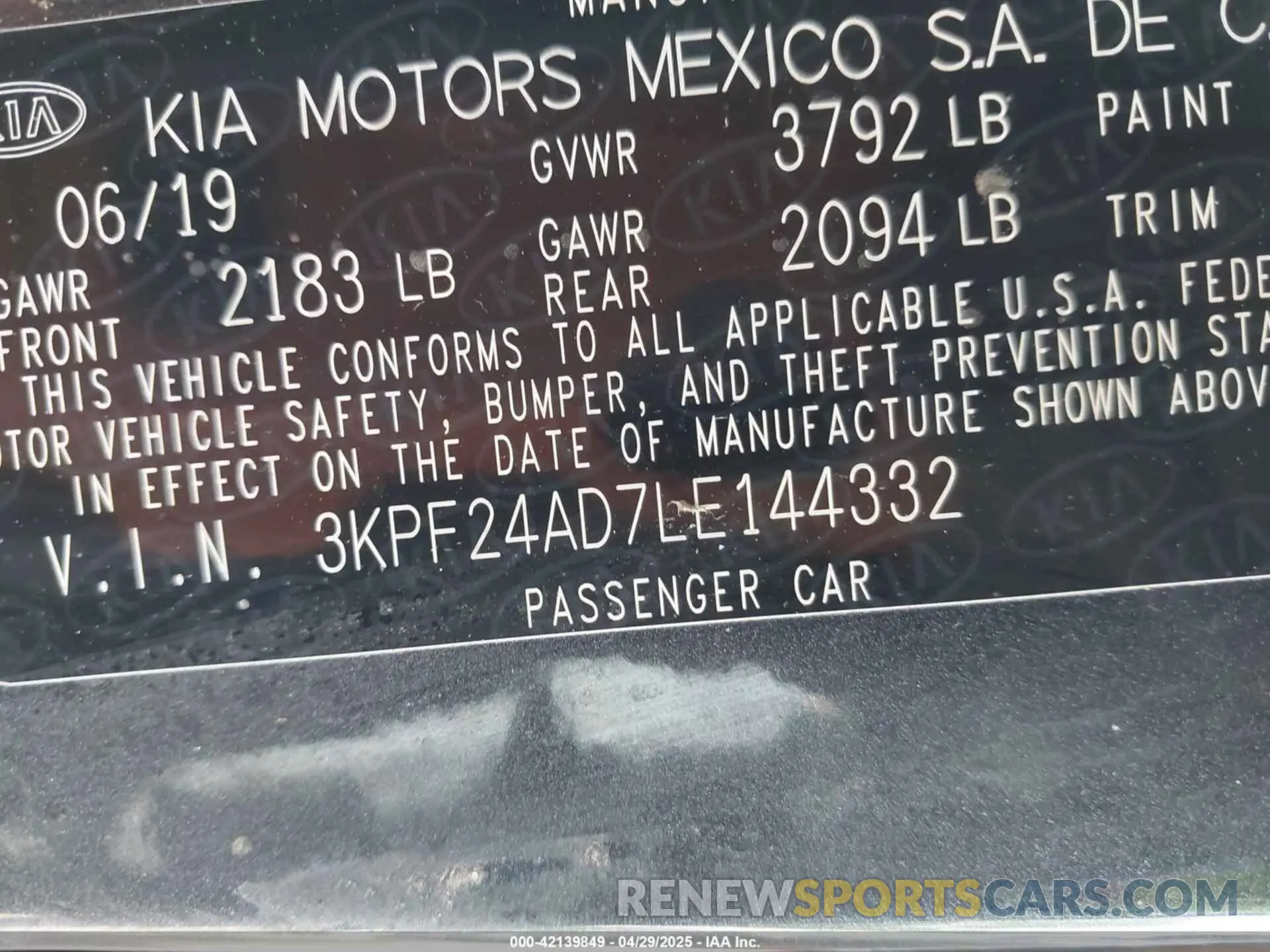 9 Photograph of a damaged car 3KPF24AD7LE144332 KIA FORTE 2020