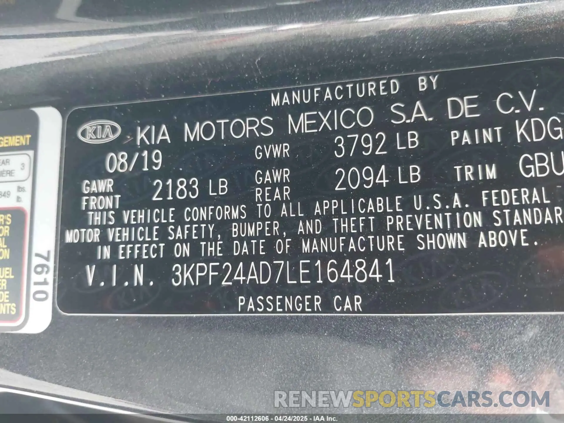 9 Фотография поврежденного автомобиля 3KPF24AD7LE164841 KIA FORTE 2020