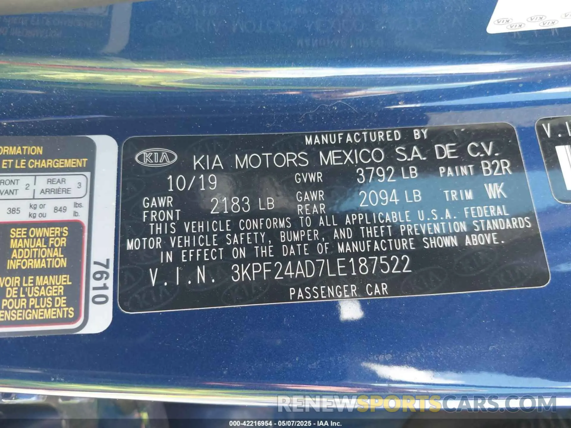9 Photograph of a damaged car 3KPF24AD7LE187522 KIA FORTE 2020