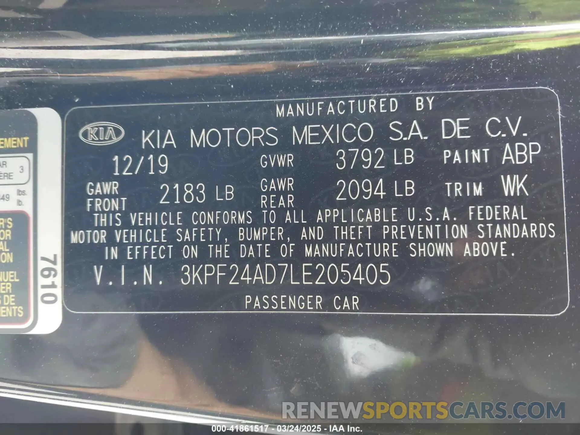 9 Photograph of a damaged car 3KPF24AD7LE205405 KIA FORTE 2020