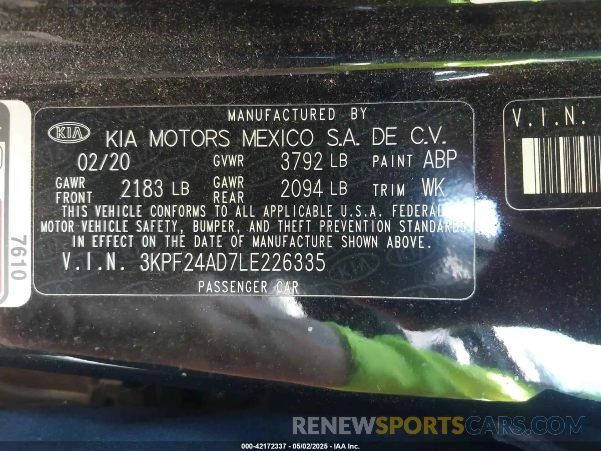 9 Photograph of a damaged car 3KPF24AD7LE226335 KIA FORTE 2020