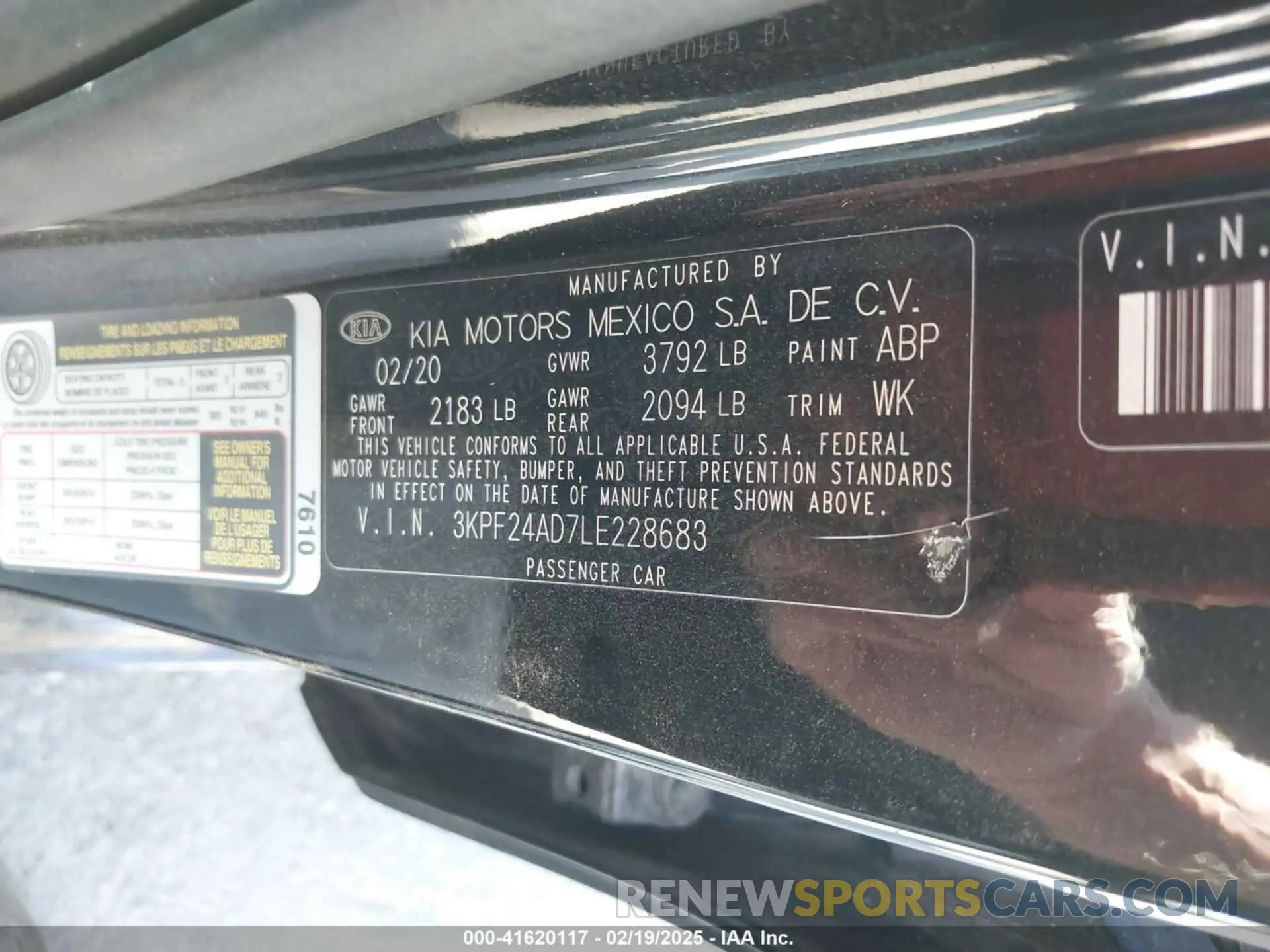 9 Фотография поврежденного автомобиля 3KPF24AD7LE228683 KIA FORTE 2020