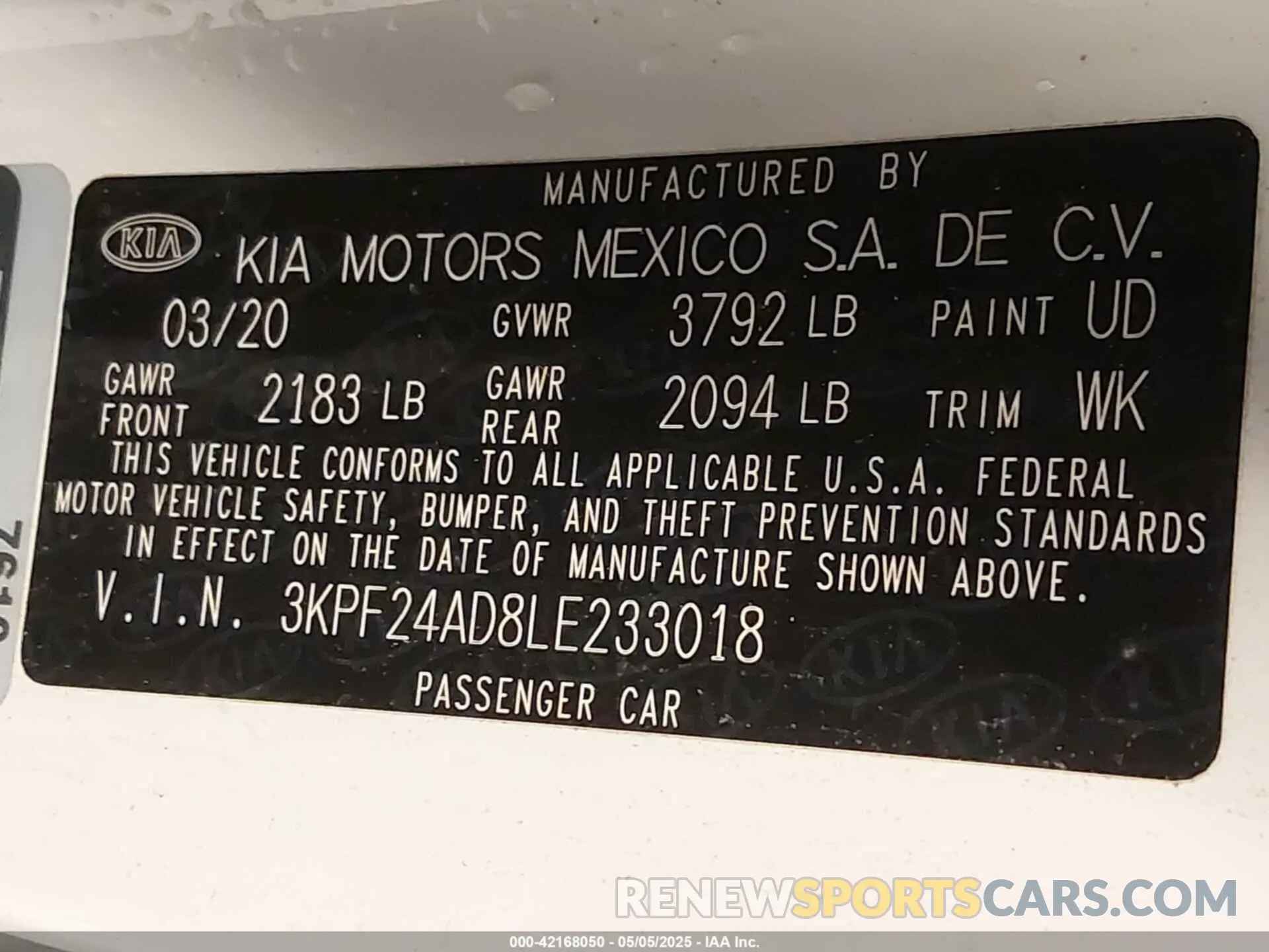9 Фотография поврежденного автомобиля 3KPF24AD8LE233018 KIA FORTE 2020