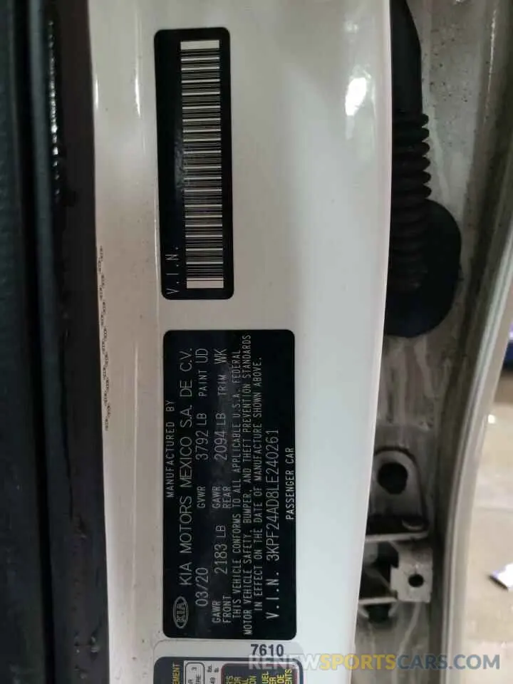 12 Фотография поврежденного автомобиля 3KPF24AD8LE240261 KIA FORTE 2020