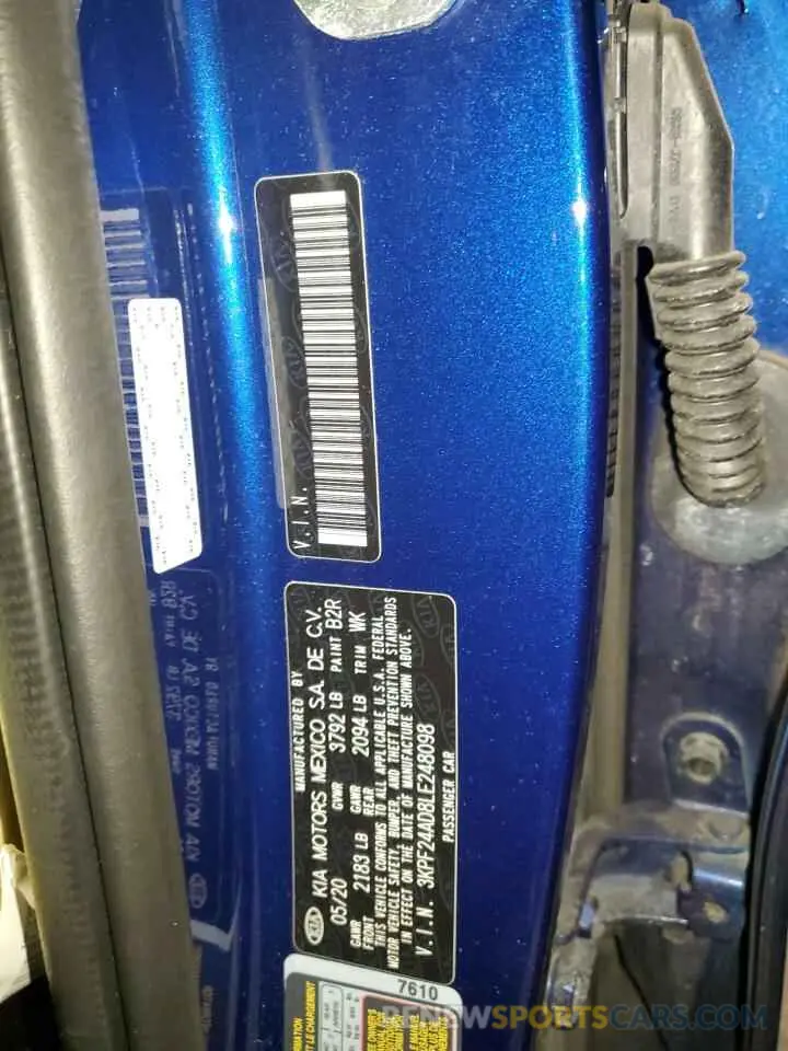 12 Фотография поврежденного автомобиля 3KPF24AD8LE248098 KIA FORTE 2020