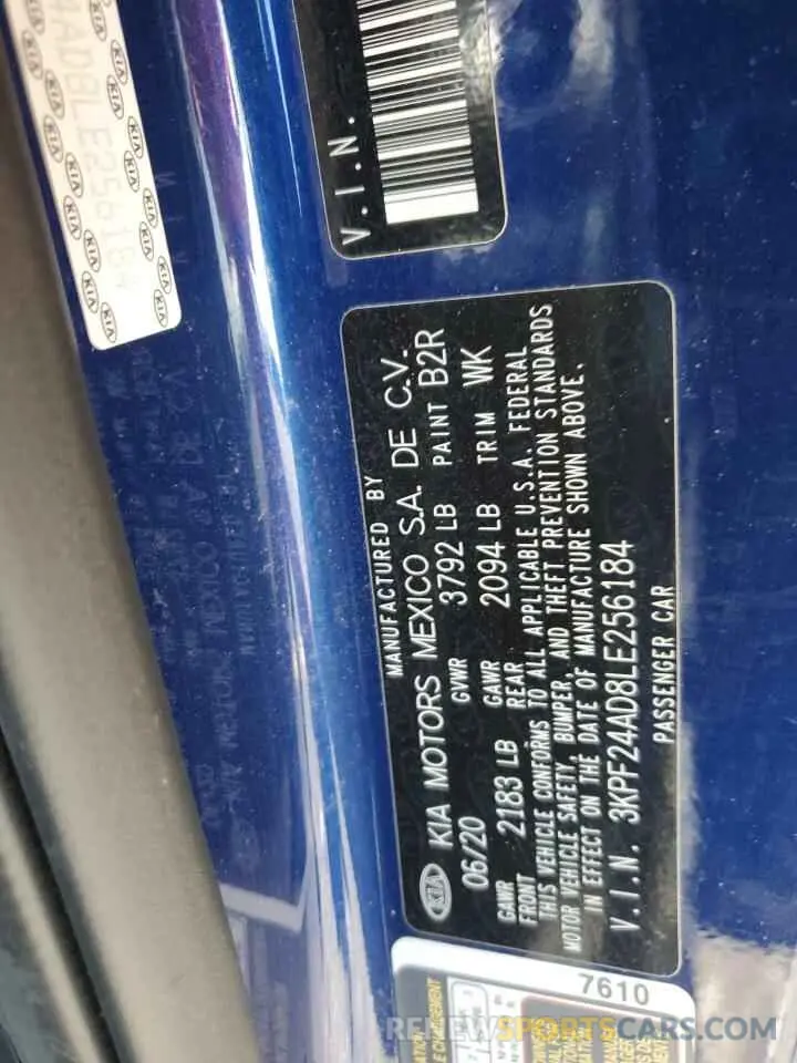 14 Photograph of a damaged car 3KPF24AD8LE256184 KIA FORTE 2020