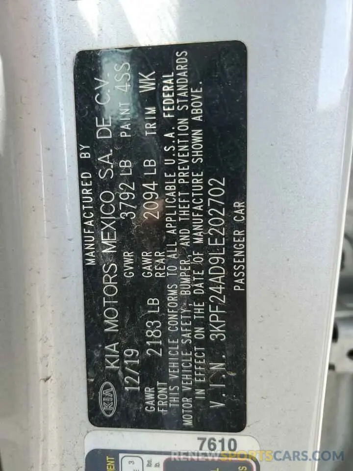 12 Фотография поврежденного автомобиля 3KPF24AD9LE202702 KIA FORTE 2020