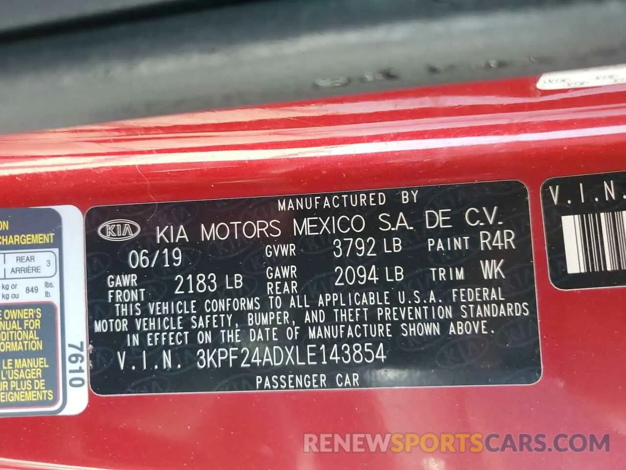 12 Photograph of a damaged car 3KPF24ADXLE143854 KIA FORTE 2020