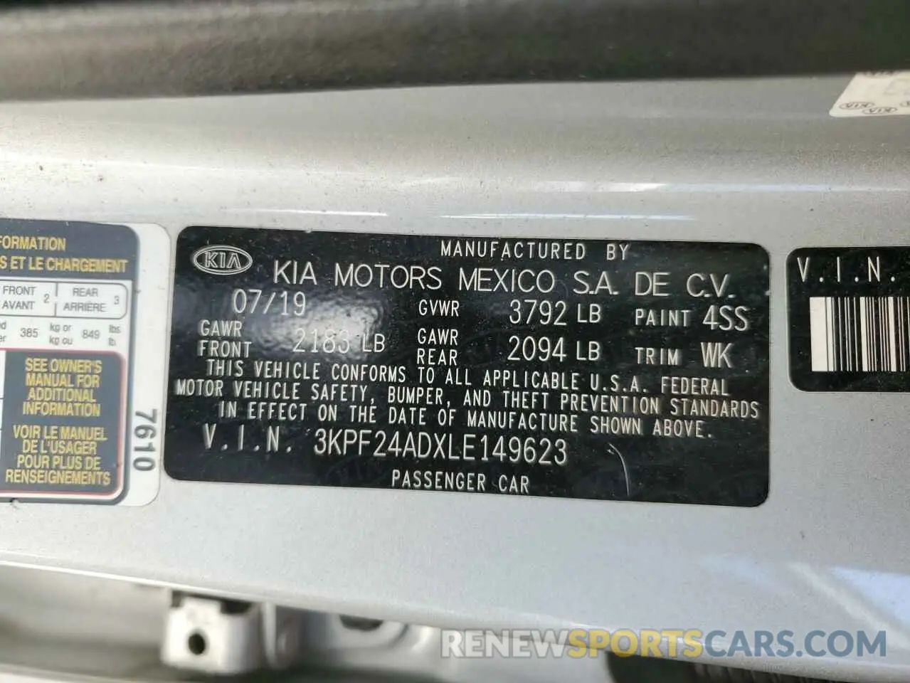 13 Photograph of a damaged car 3KPF24ADXLE149623 KIA FORTE 2020