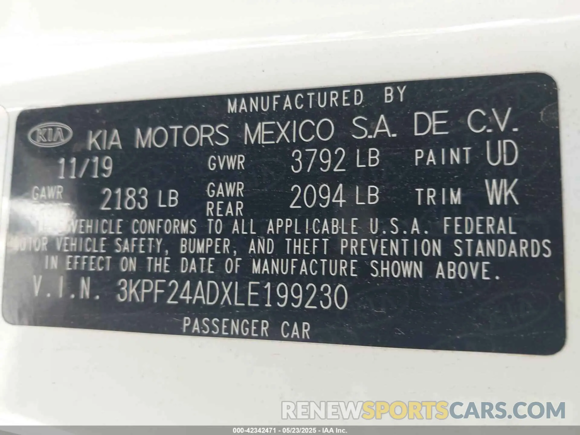 9 Фотография поврежденного автомобиля 3KPF24ADXLE199230 KIA FORTE 2020