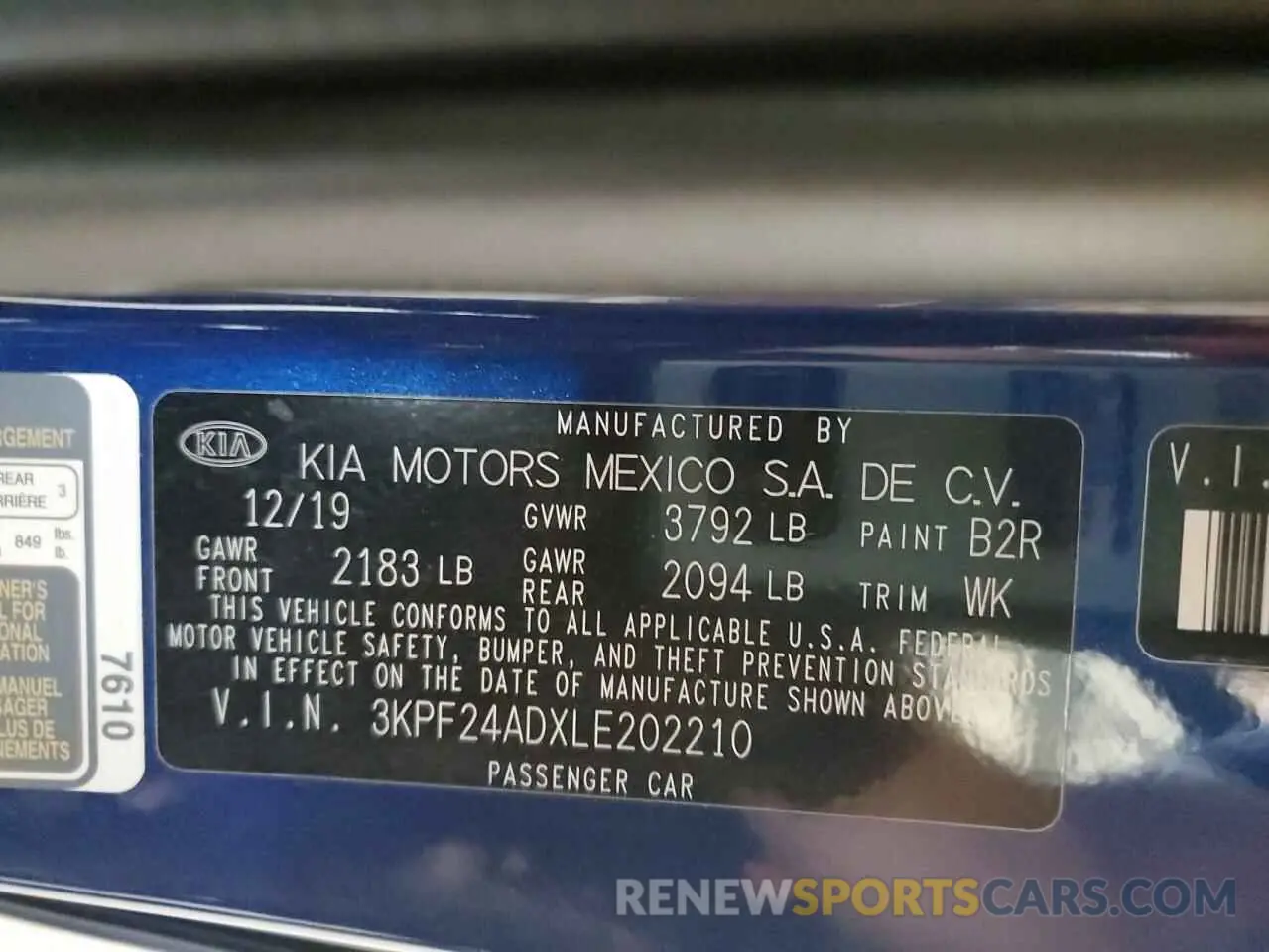 13 Фотография поврежденного автомобиля 3KPF24ADXLE202210 KIA FORTE 2020