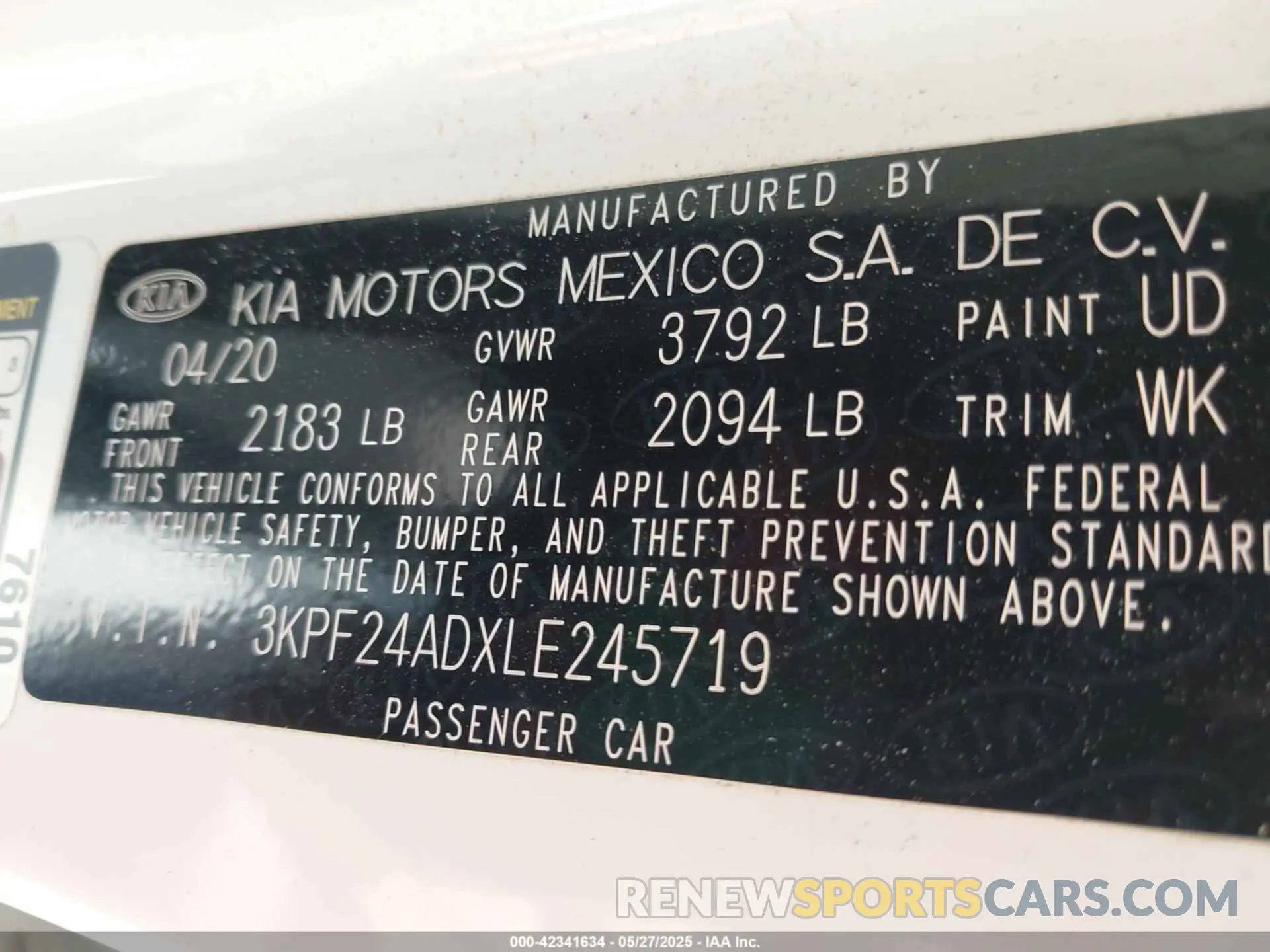 9 Photograph of a damaged car 3KPF24ADXLE245719 KIA FORTE 2020