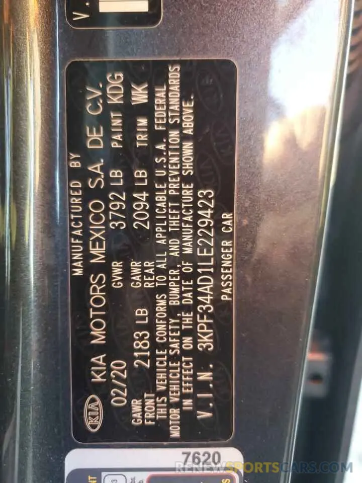 12 Фотография поврежденного автомобиля 3KPF34AD1LE229423 KIA FORTE 2020