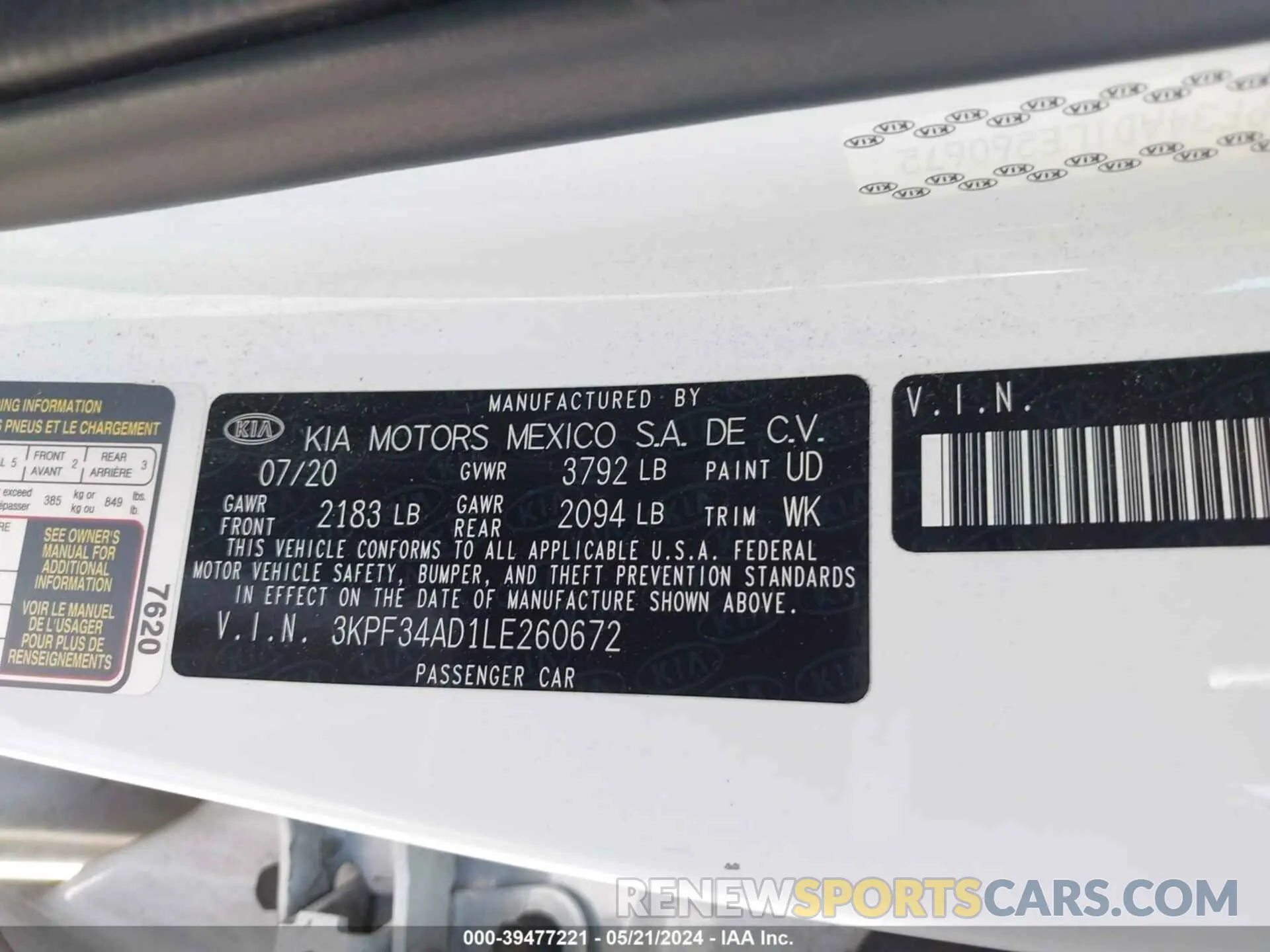 9 Фотография поврежденного автомобиля 3KPF34AD1LE260672 KIA FORTE 2020