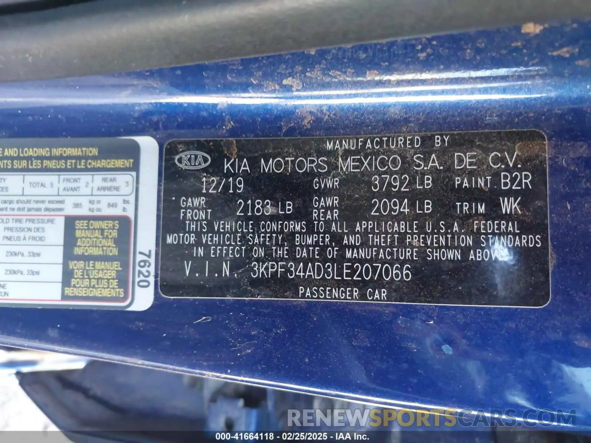 9 Photograph of a damaged car 3KPF34AD3LE207066 KIA FORTE 2020