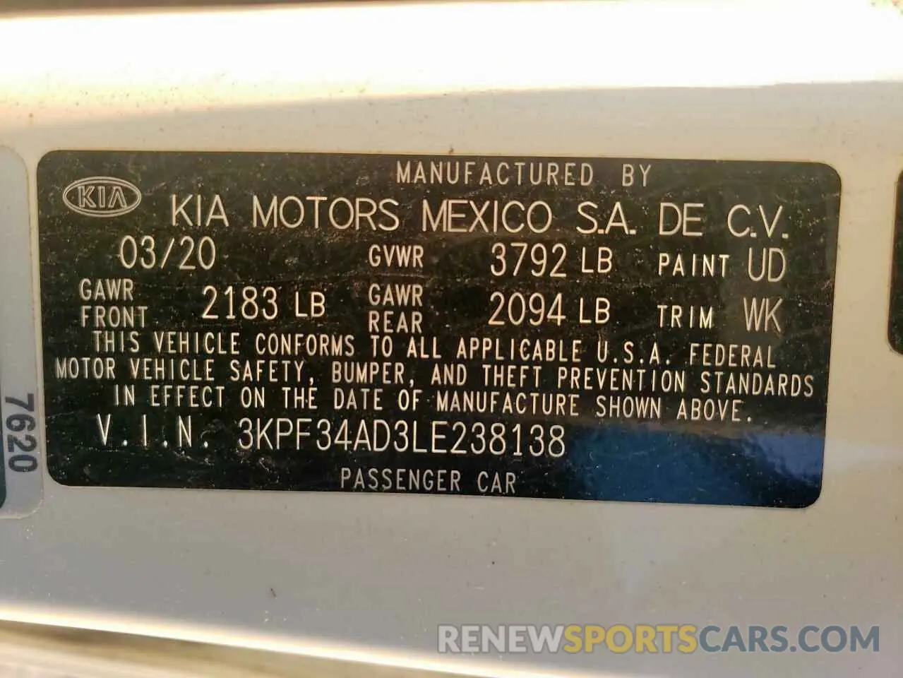 12 Фотография поврежденного автомобиля 3KPF34AD3LE238138 KIA FORTE 2020