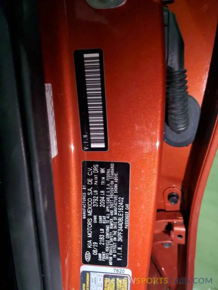 13 Photograph of a damaged car 3KPF34AD8LE162402 KIA FORTE 2020