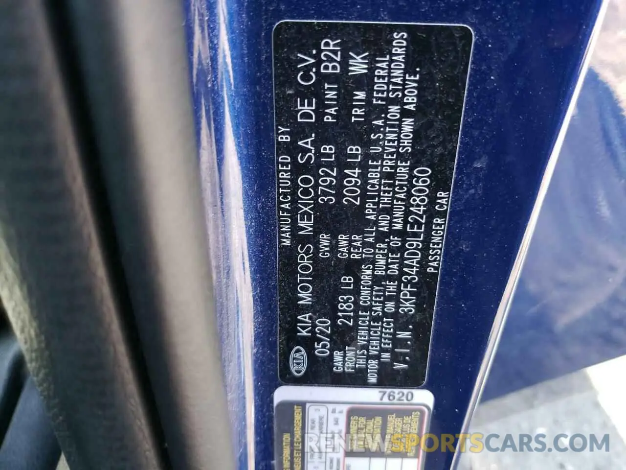 12 Photograph of a damaged car 3KPF34AD9LE248060 KIA FORTE 2020