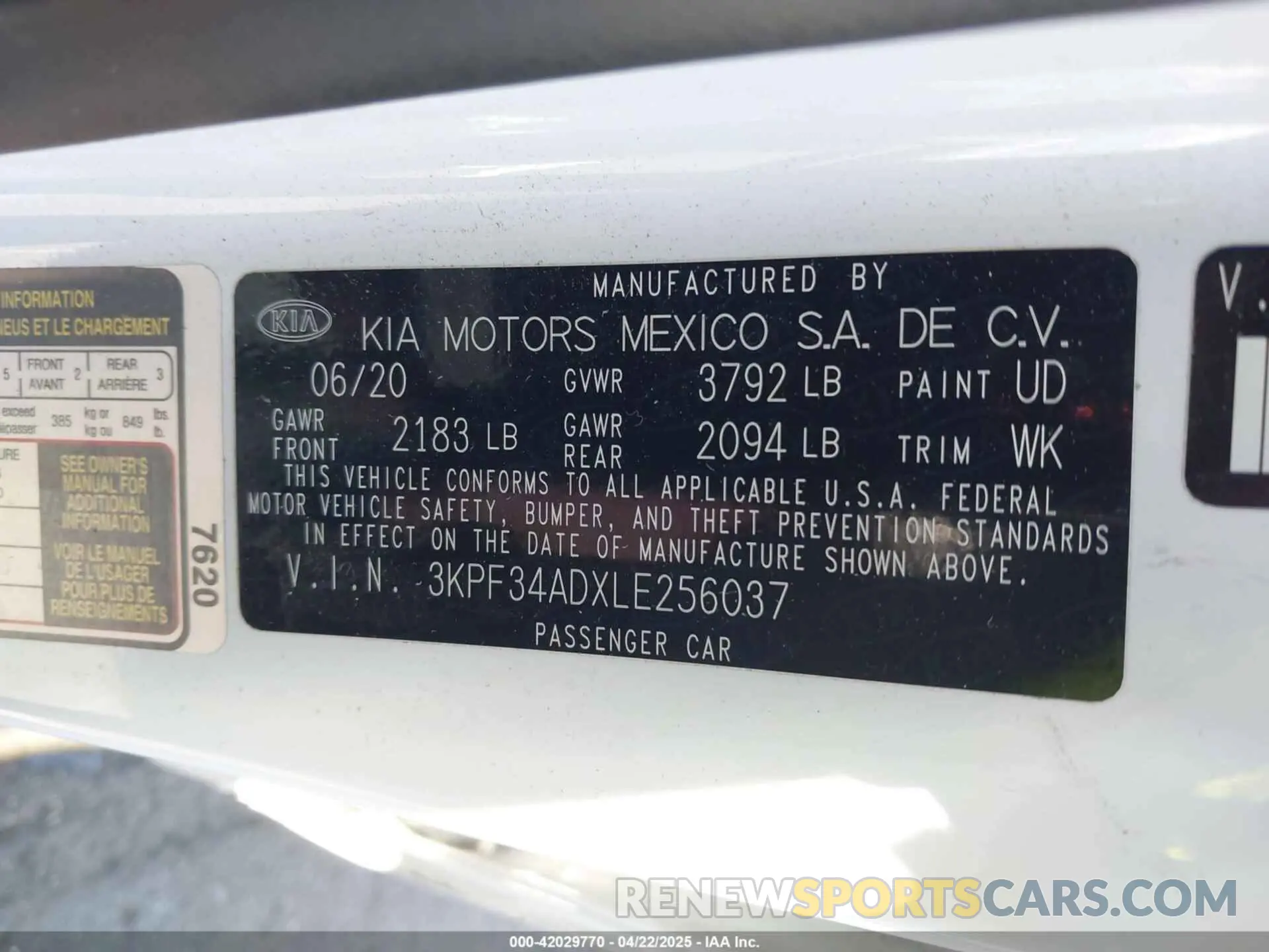 9 Фотография поврежденного автомобиля 3KPF34ADXLE256037 KIA FORTE 2020