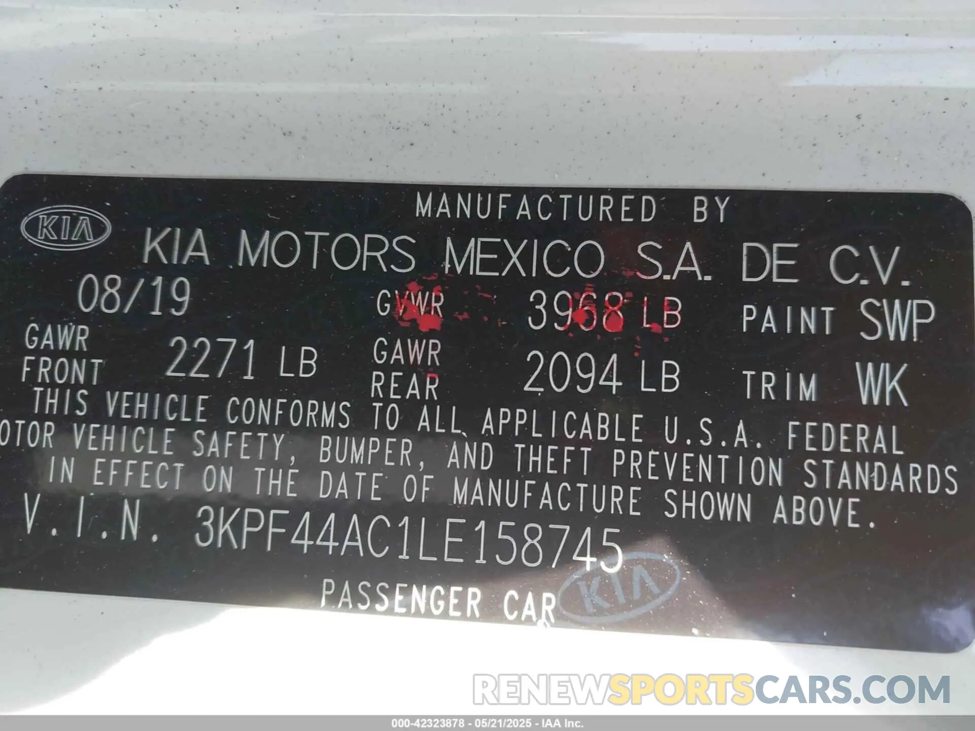 9 Photograph of a damaged car 3KPF44AC1LE158745 KIA FORTE 2020