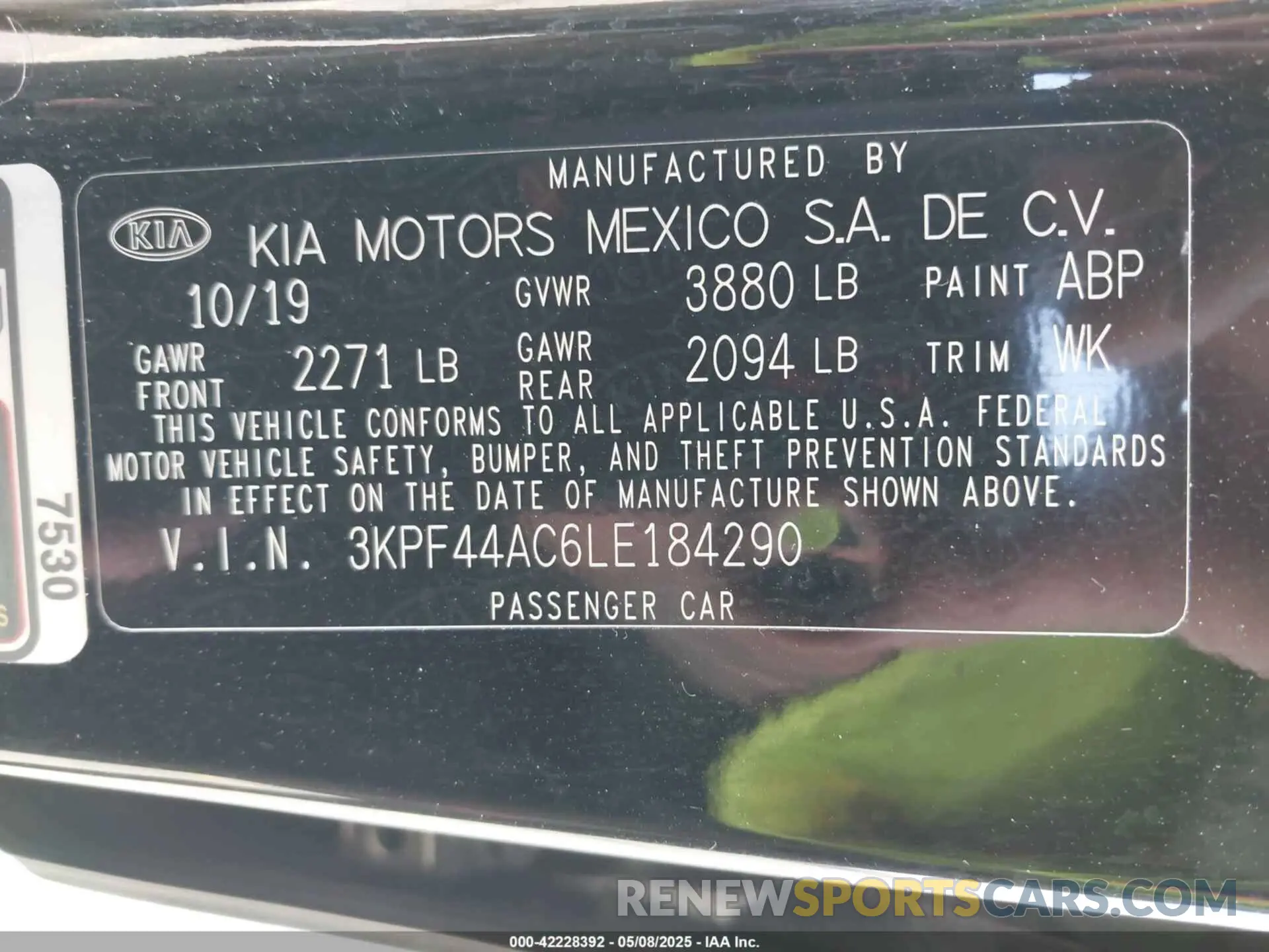 9 Photograph of a damaged car 3KPF44AC6LE184290 KIA FORTE 2020