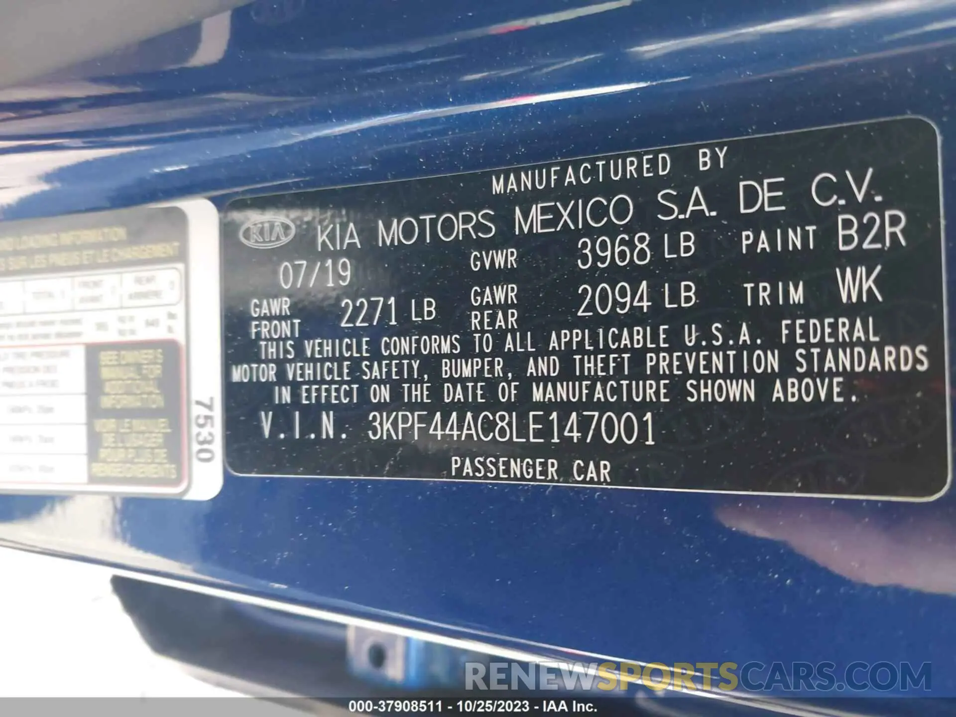 9 Photograph of a damaged car 3KPF44AC8LE147001 KIA FORTE 2020