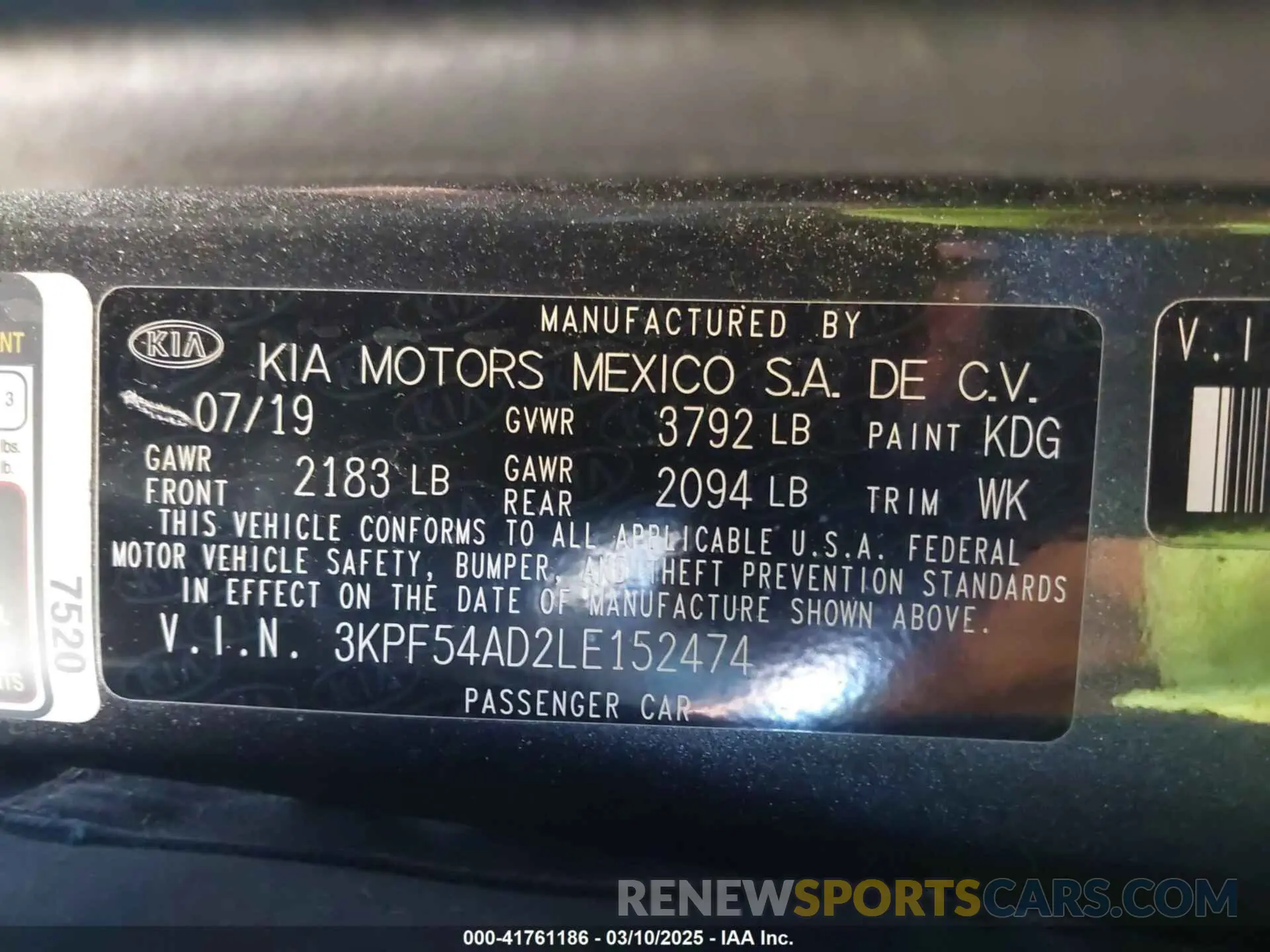 9 Photograph of a damaged car 3KPF54AD2LE152474 KIA FORTE 2020