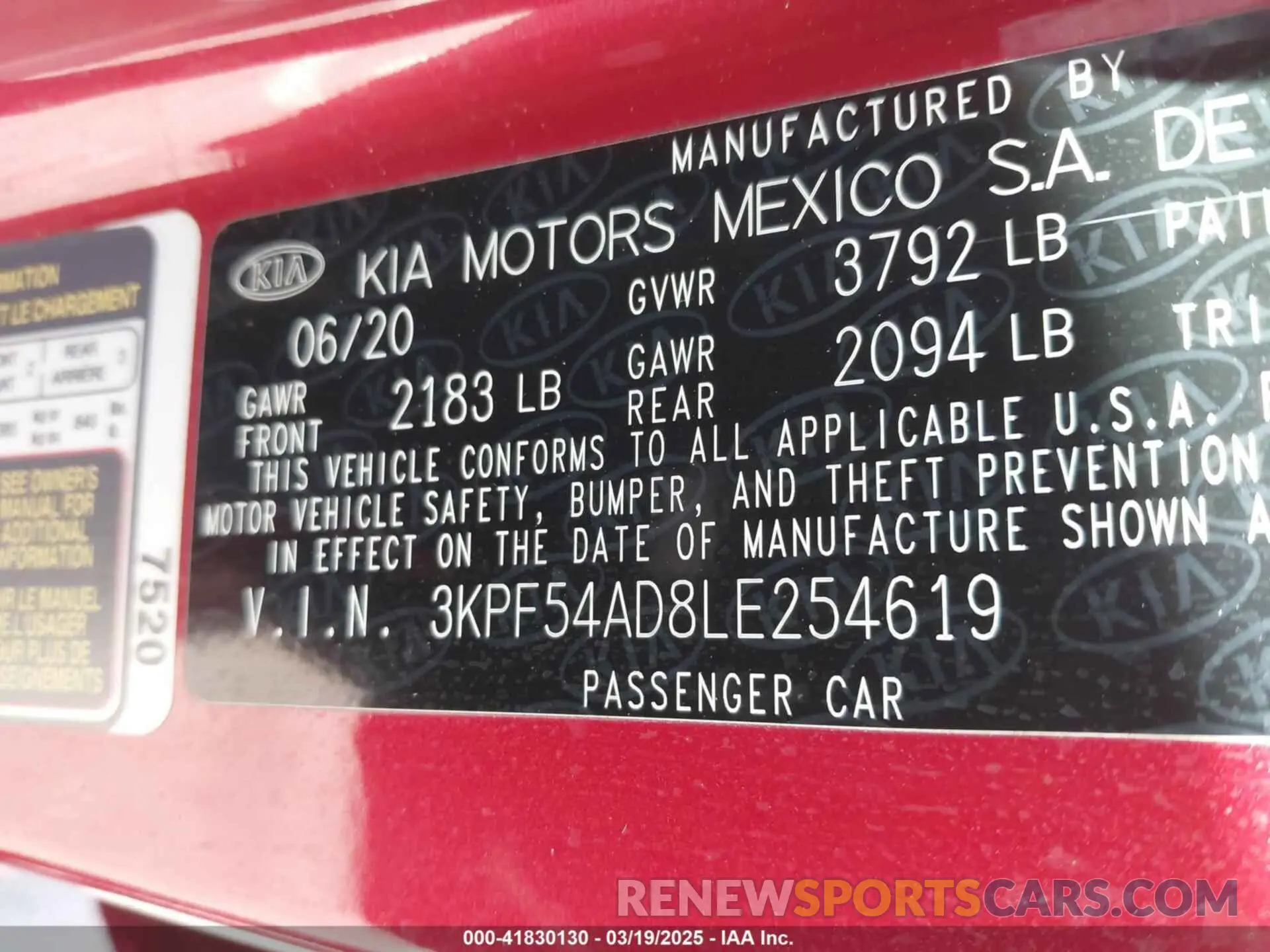 9 Фотография поврежденного автомобиля 3KPF54AD8LE254619 KIA FORTE 2020