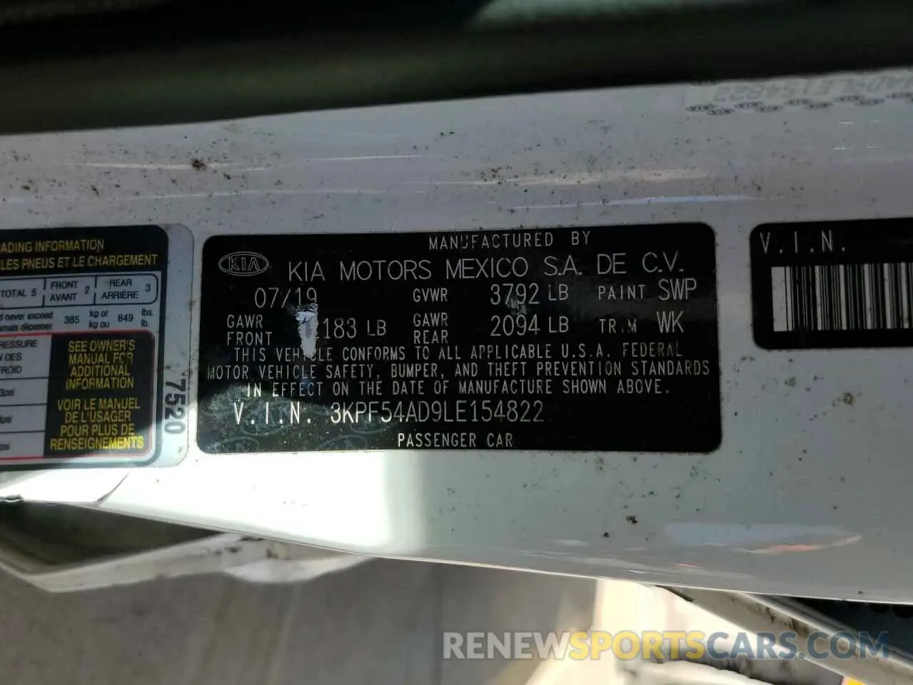 12 Photograph of a damaged car 3KPF54AD9LE154822 KIA FORTE 2020