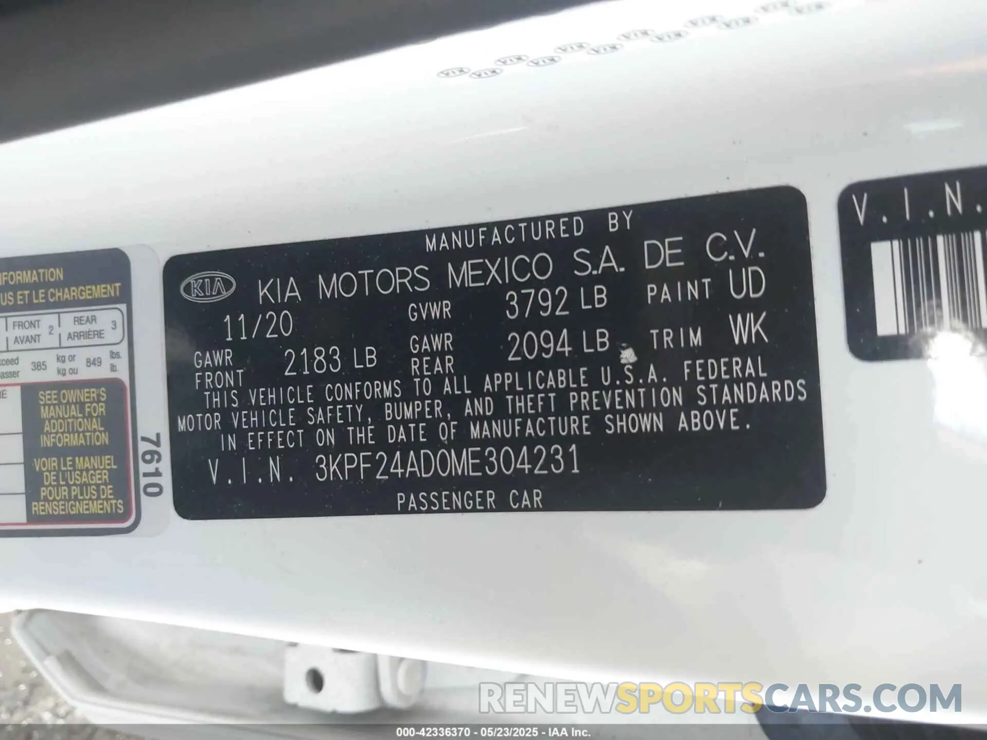 9 Фотография поврежденного автомобиля 3KPF24AD0ME304231 KIA FORTE 2021