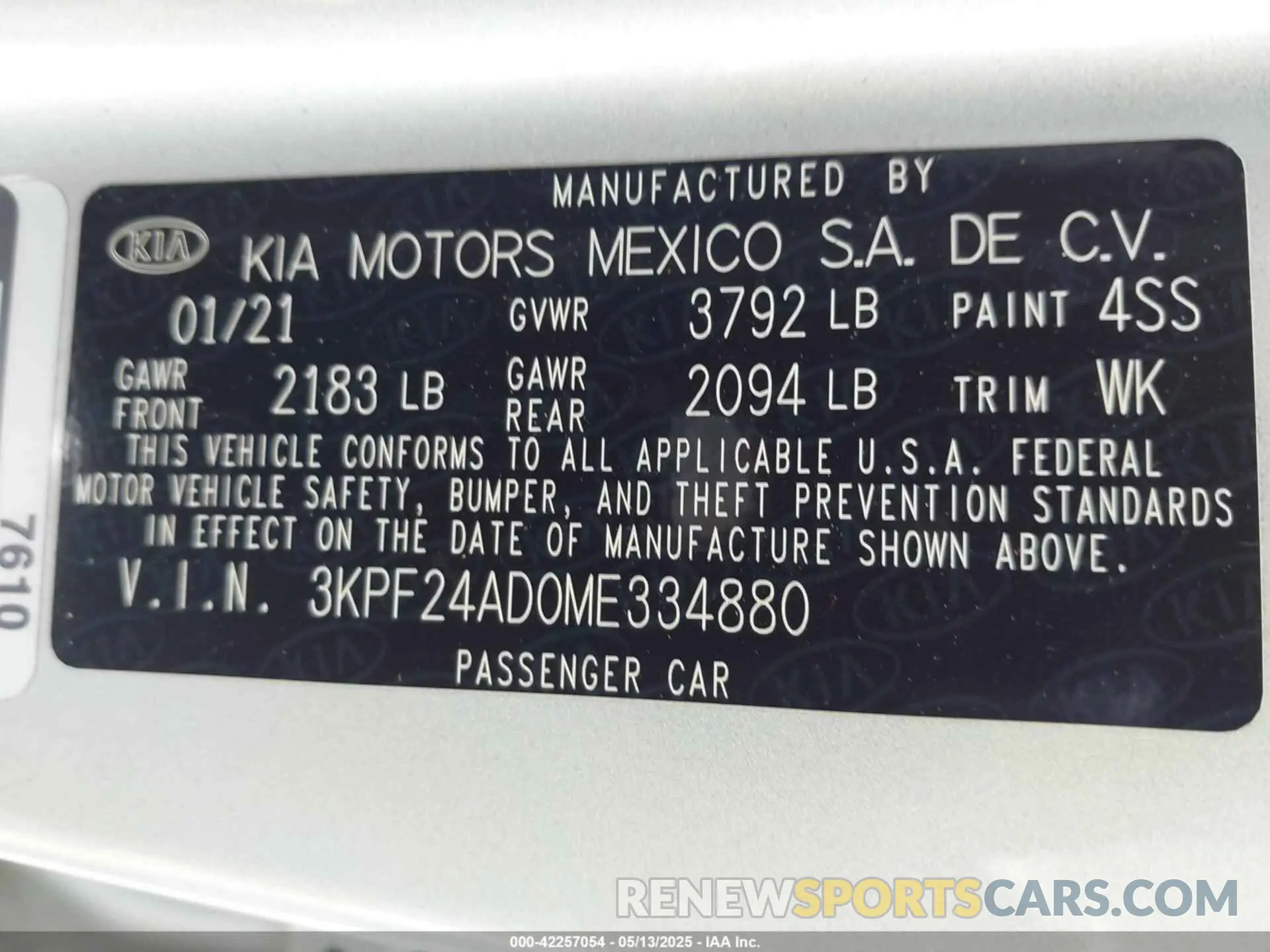 9 Фотография поврежденного автомобиля 3KPF24AD0ME334880 KIA FORTE 2021