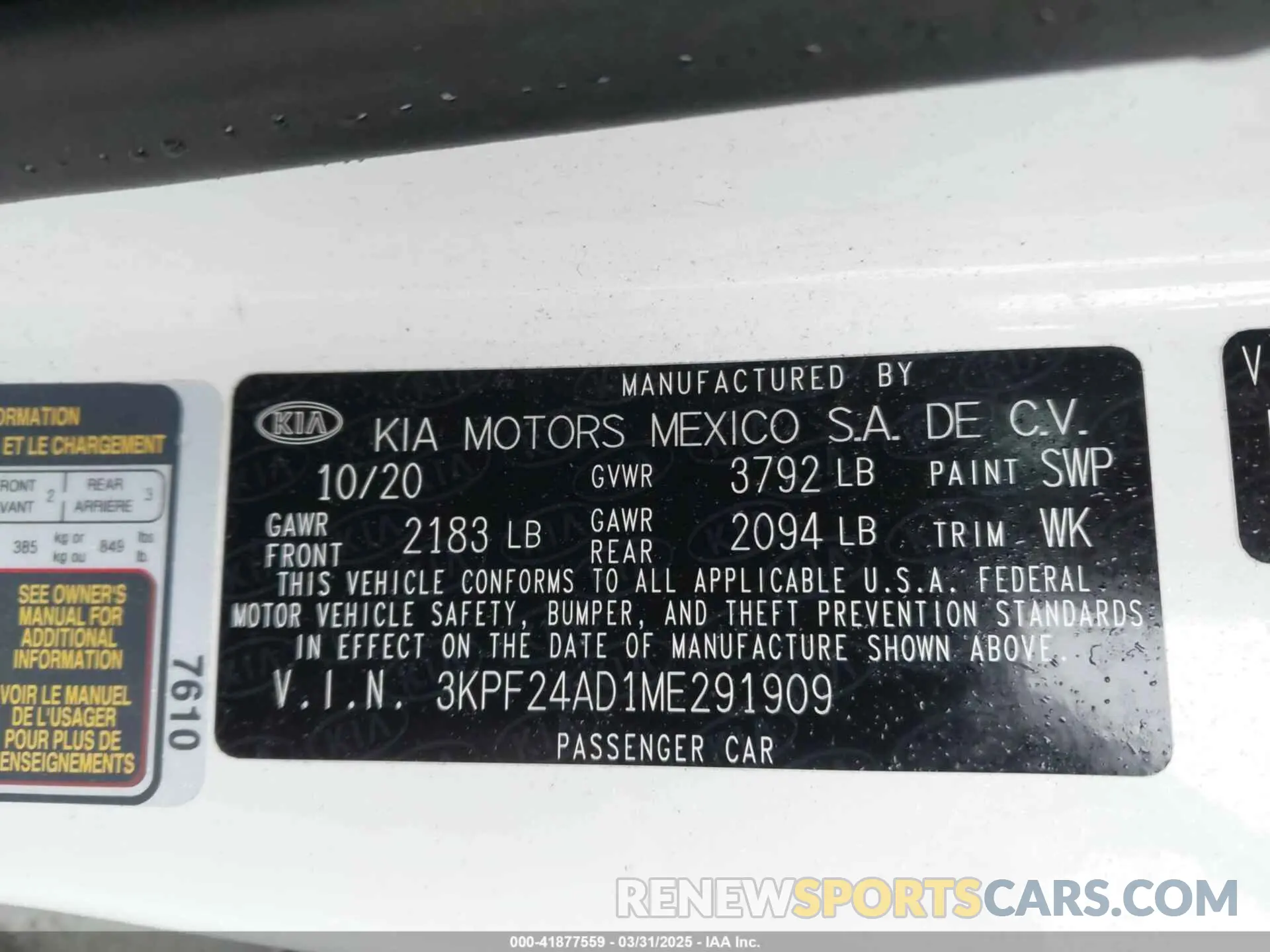 9 Фотография поврежденного автомобиля 3KPF24AD1ME291909 KIA FORTE 2021