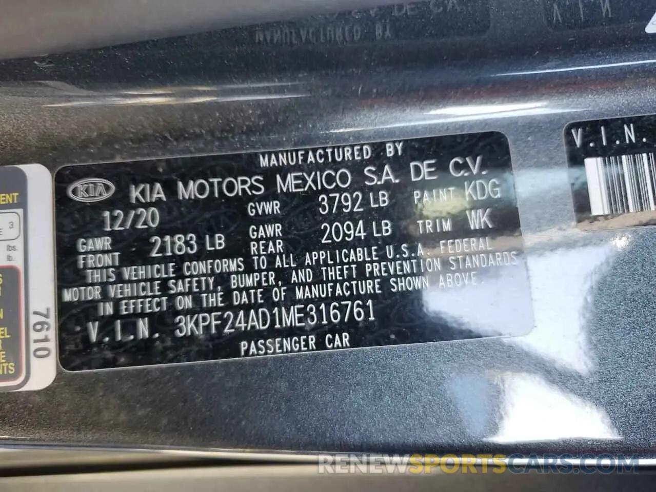 14 Фотография поврежденного автомобиля 3KPF24AD1ME316761 KIA FORTE 2021
