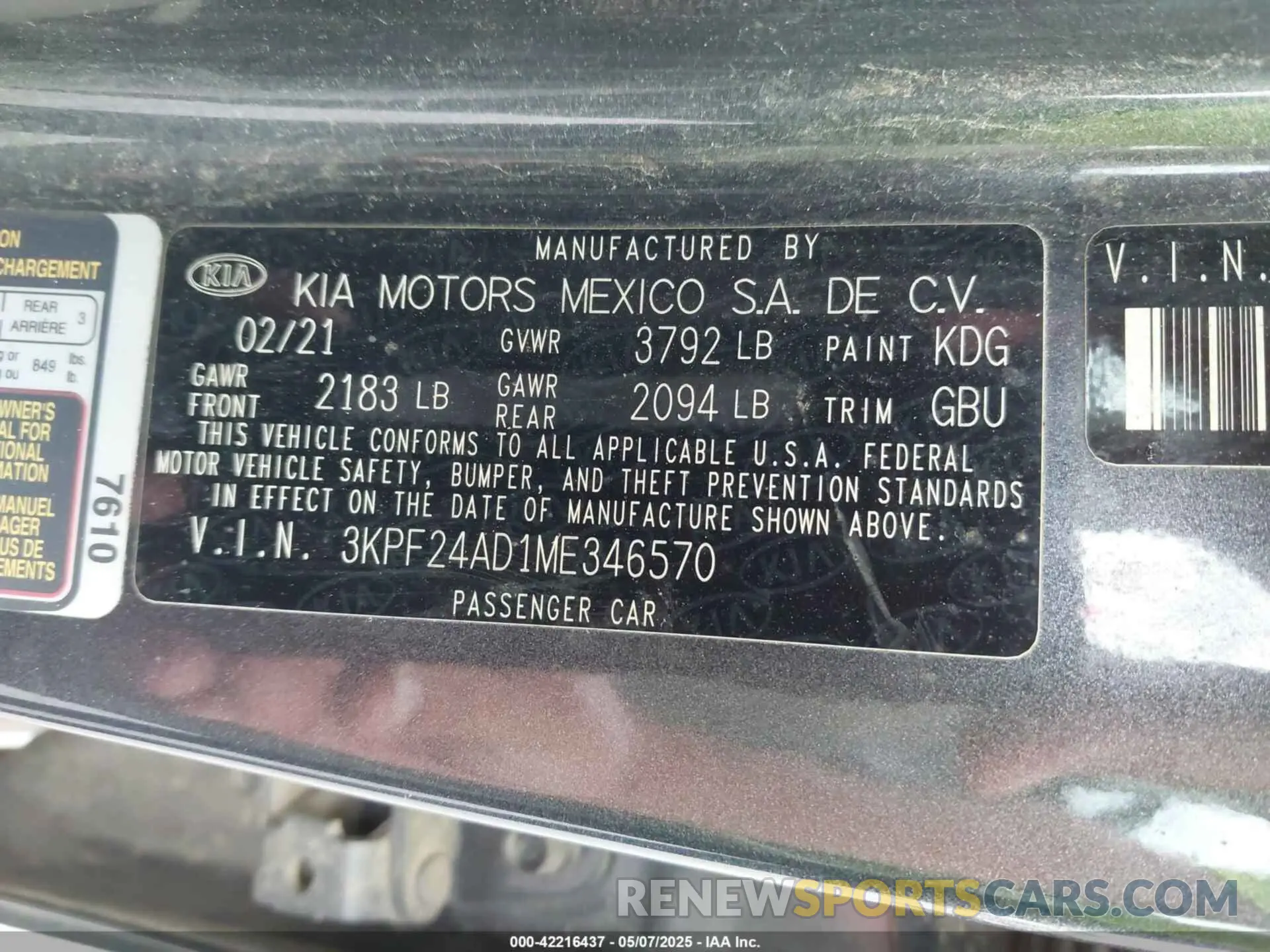 9 Фотография поврежденного автомобиля 3KPF24AD1ME346570 KIA FORTE 2021