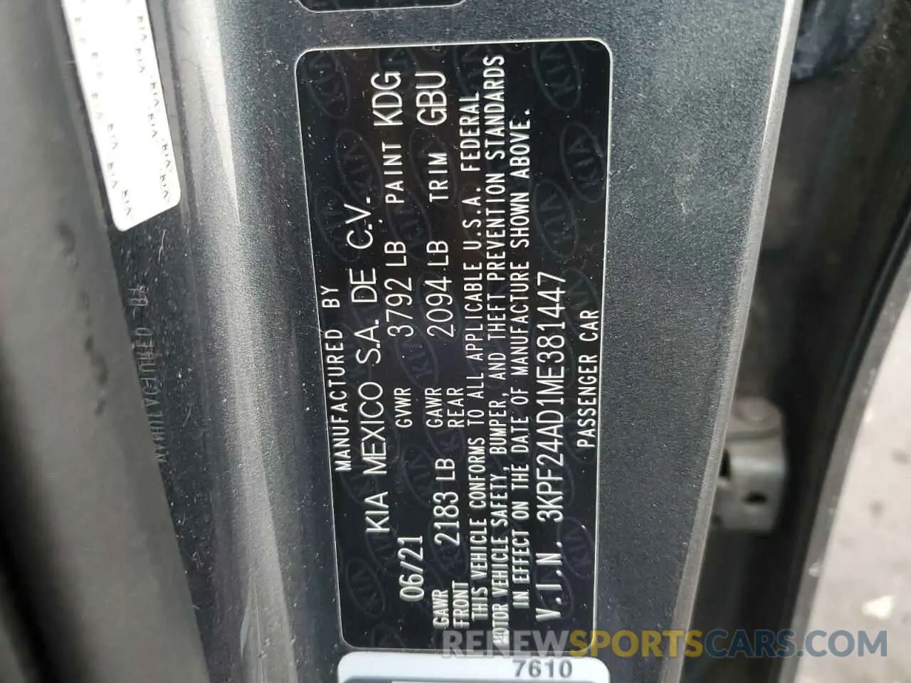12 Фотография поврежденного автомобиля 3KPF24AD1ME381447 KIA FORTE 2021