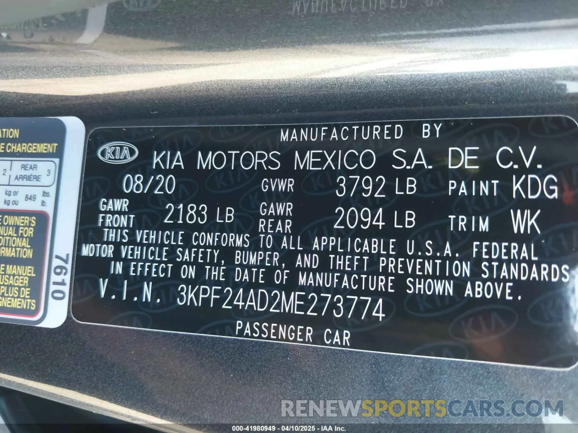 9 Photograph of a damaged car 3KPF24AD2ME273774 KIA FORTE 2021