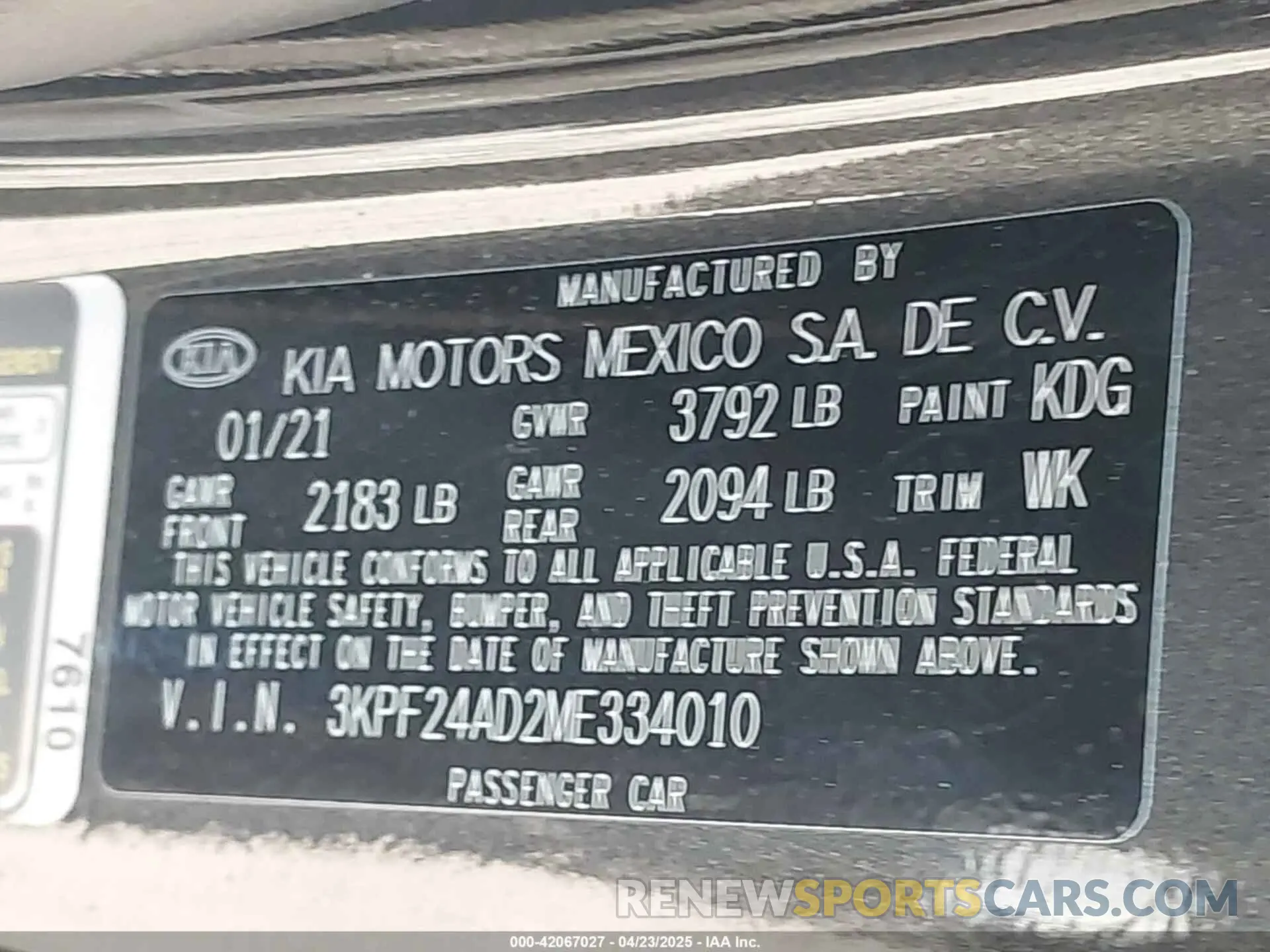 9 Фотография поврежденного автомобиля 3KPF24AD2ME334010 KIA FORTE 2021